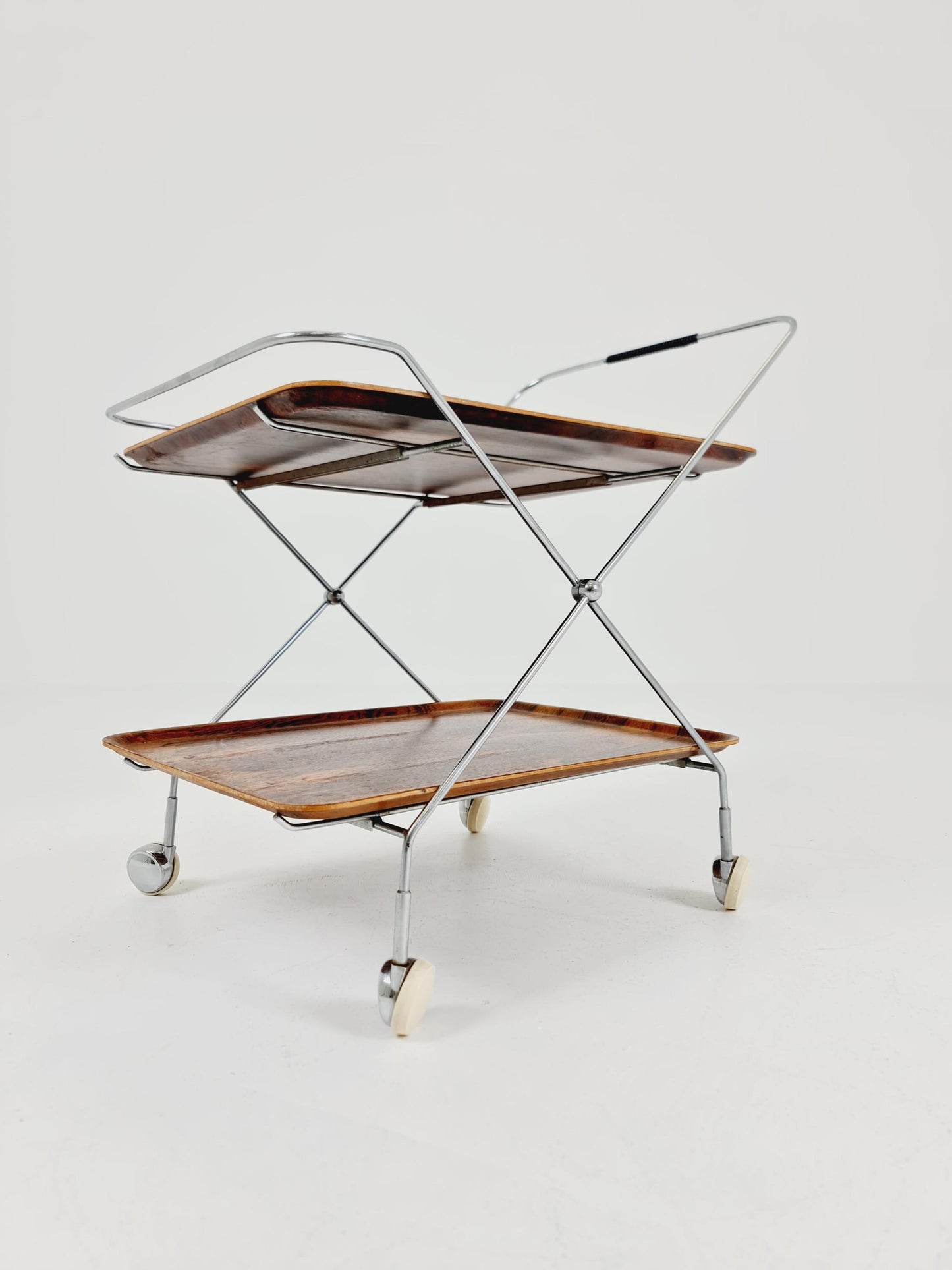 Vintage Danish mid century trolley bar cart in Rosewood & metal, 1960s
