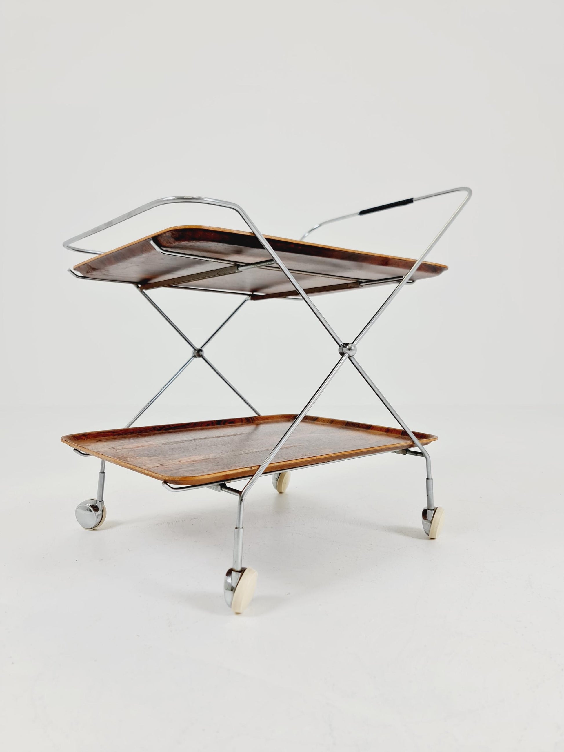 Vintage Danish mid century trolley bar cart in Rosewood & metal, 1960s