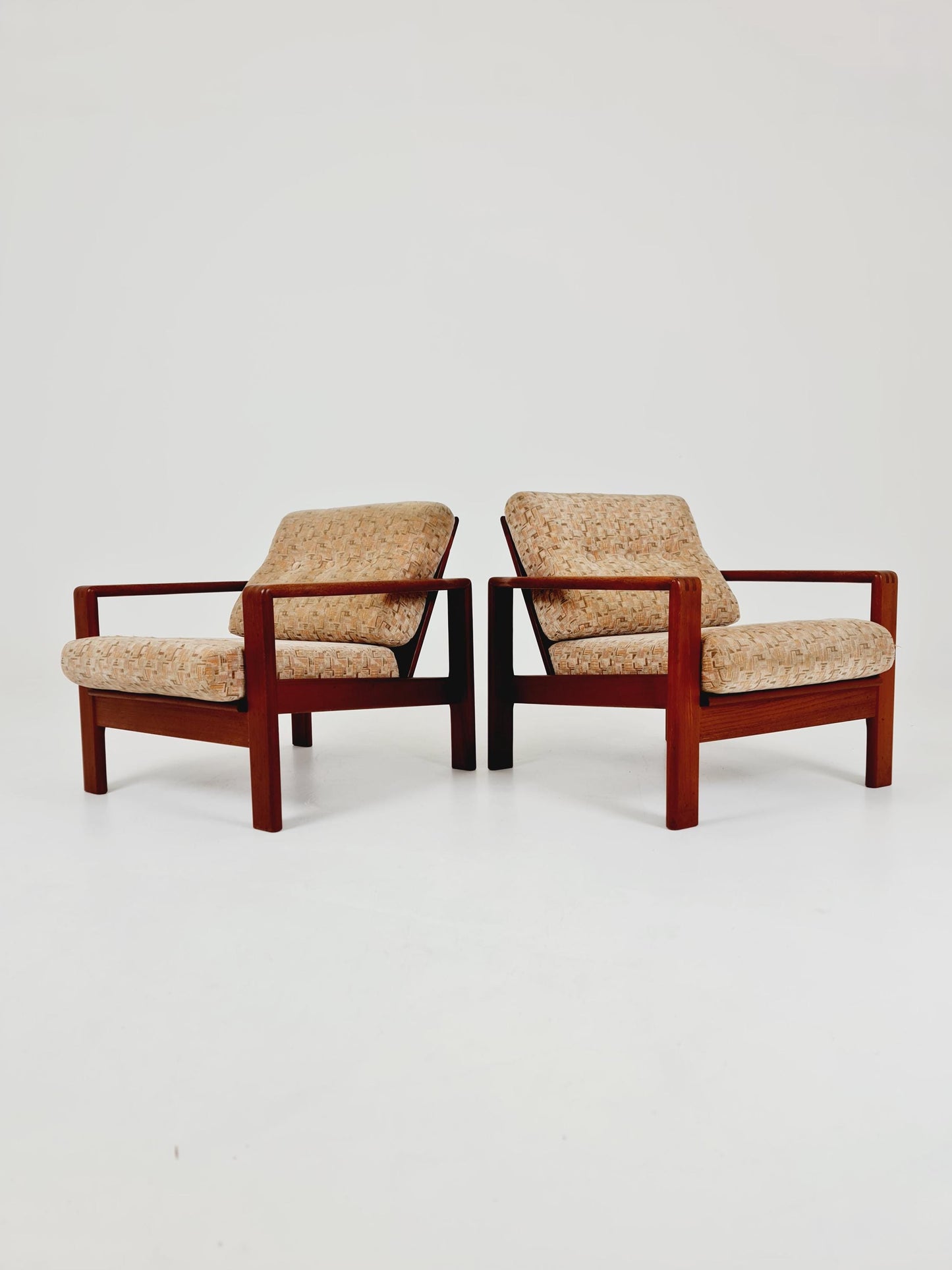 Mid century teak easy lounge chairs , Set of 2, 1960s