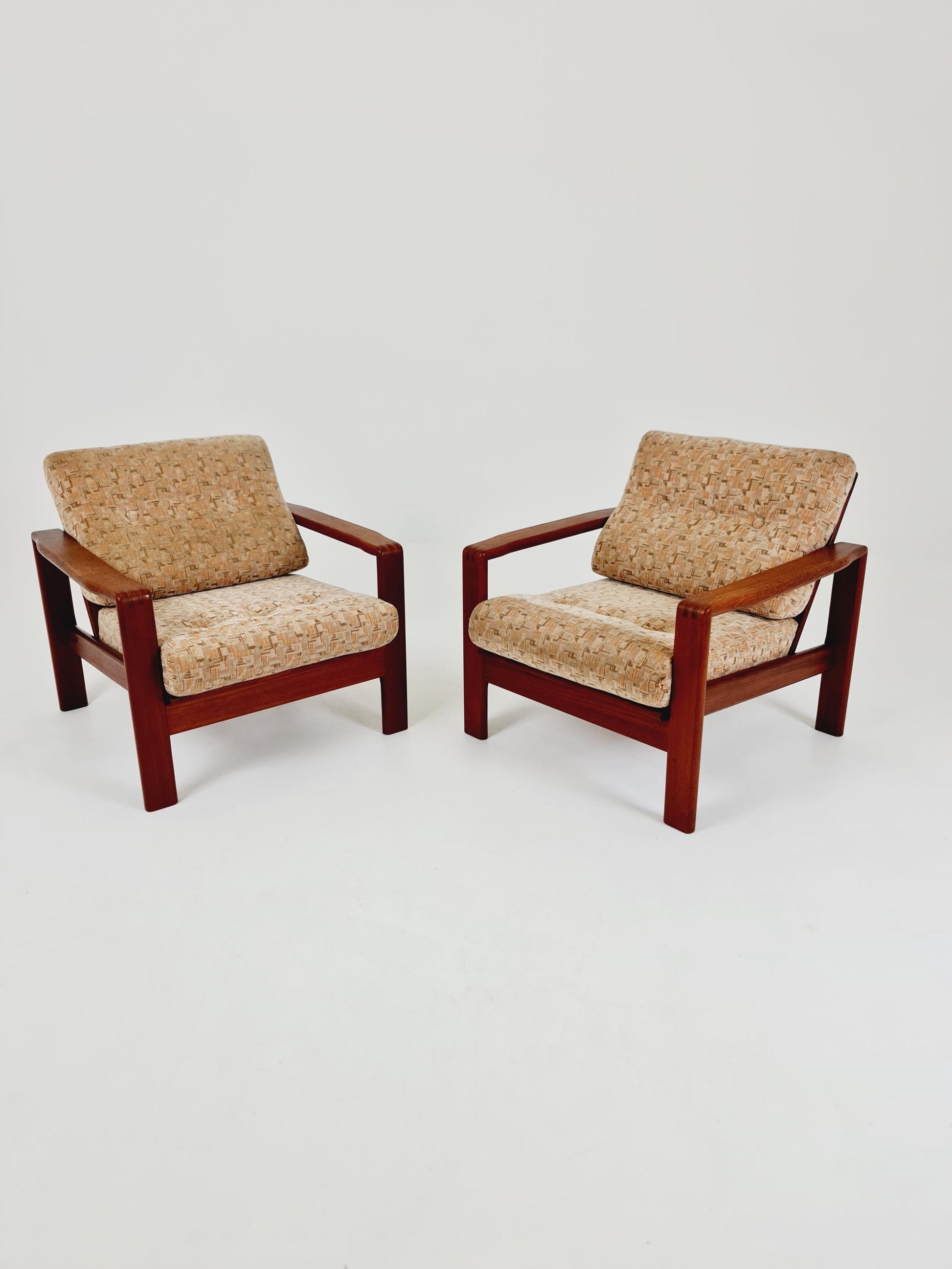 Mid century teak easy lounge chairs , Set of 2, 1960s
