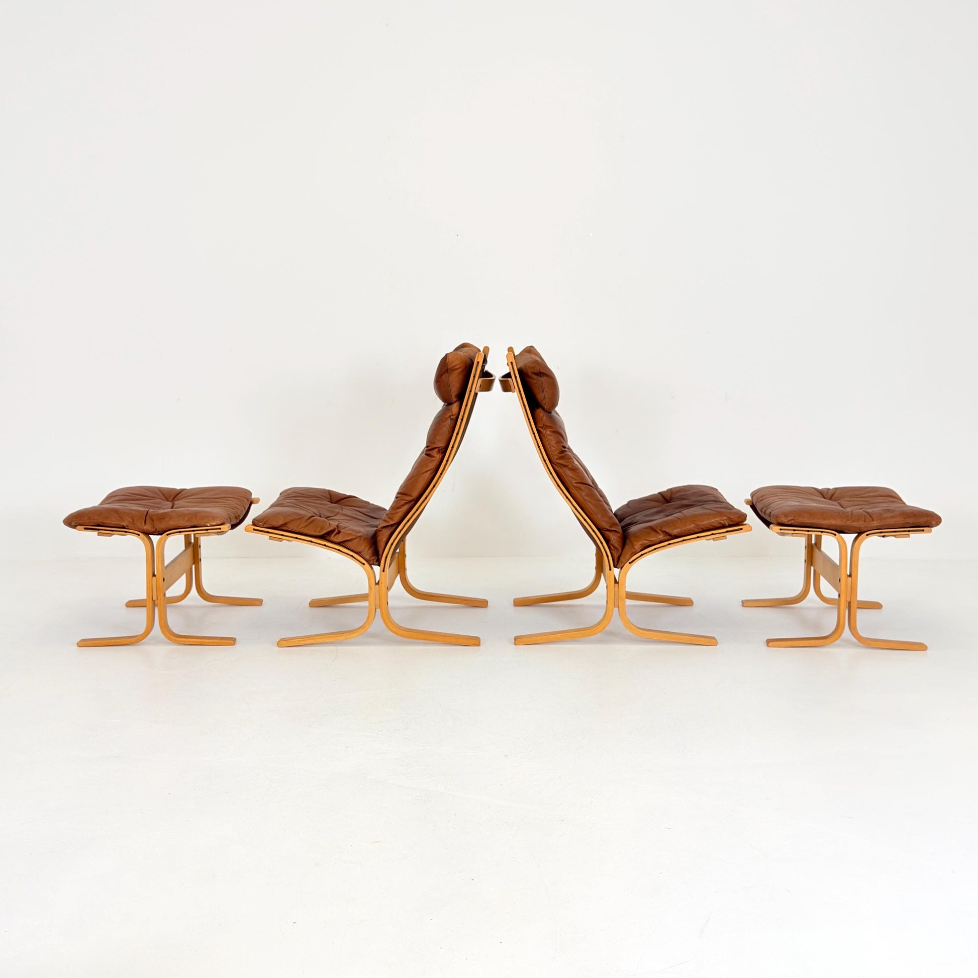 Set of 2 Mid-Century Siesta Lounge Chairs & Ottomans by Ingmar Relling for Westnofa, Norway, 1960s