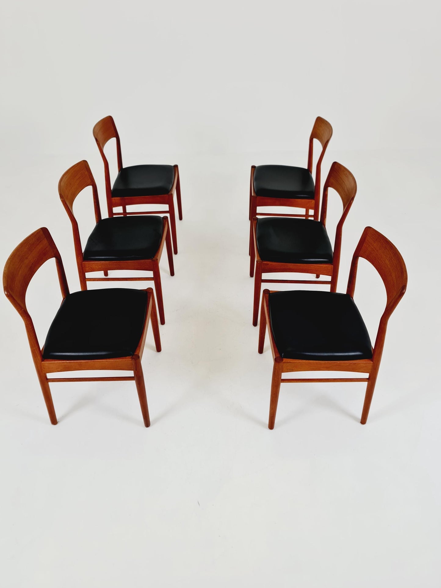 Mid Century Dansih Teak and Leather chair by Henning kaernulf , 1960s Set of 6