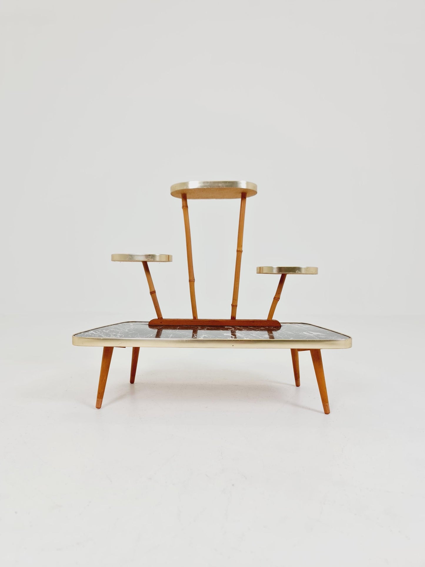Big 1950s German Plant Stand, Colorful Vintage Mid-Century Minimalist Indoor Plant Stand Side Table Retro flower table