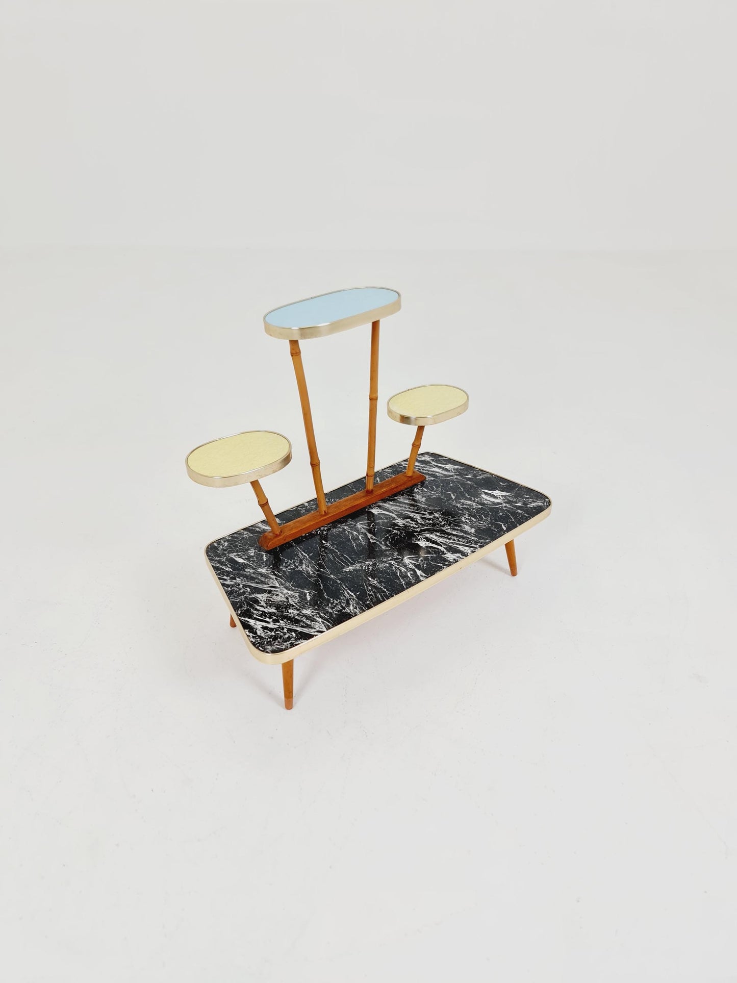 Big 1950s German Plant Stand, Colorful Vintage Mid-Century Minimalist Indoor Plant Stand Side Table Retro flower table