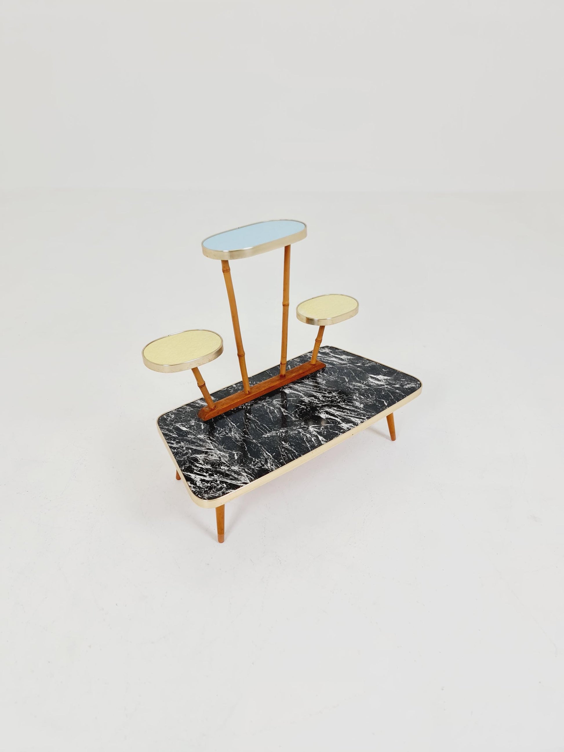 Big 1950s German Plant Stand, Colorful Vintage Mid-Century Minimalist Indoor Plant Stand Side Table Retro flower table