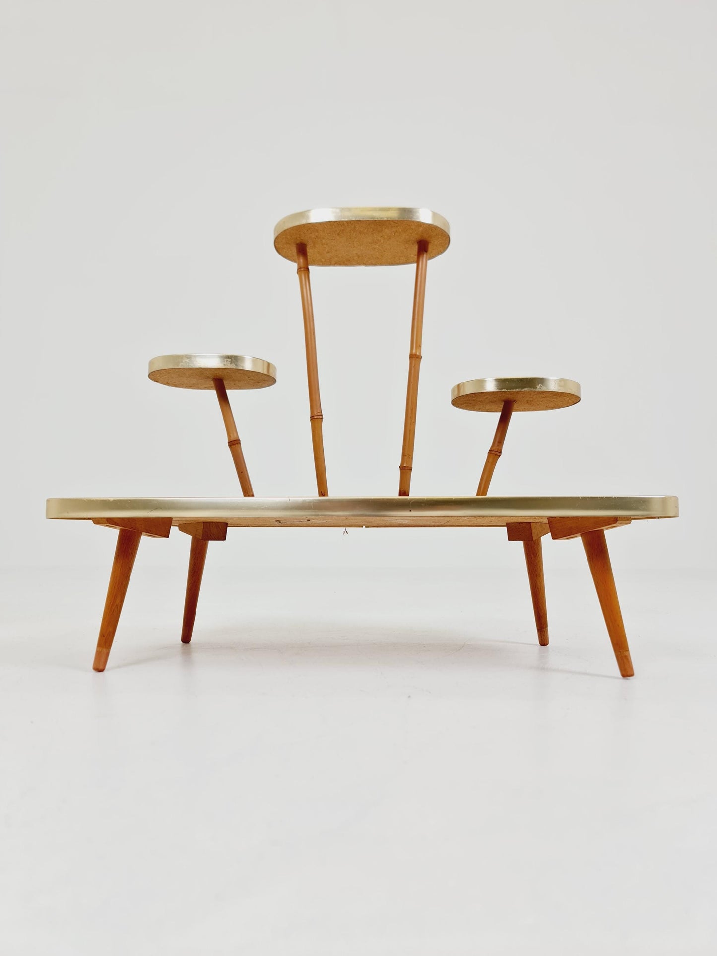 Big 1950s German Plant Stand, Colorful Vintage Mid-Century Minimalist Indoor Plant Stand Side Table Retro flower table