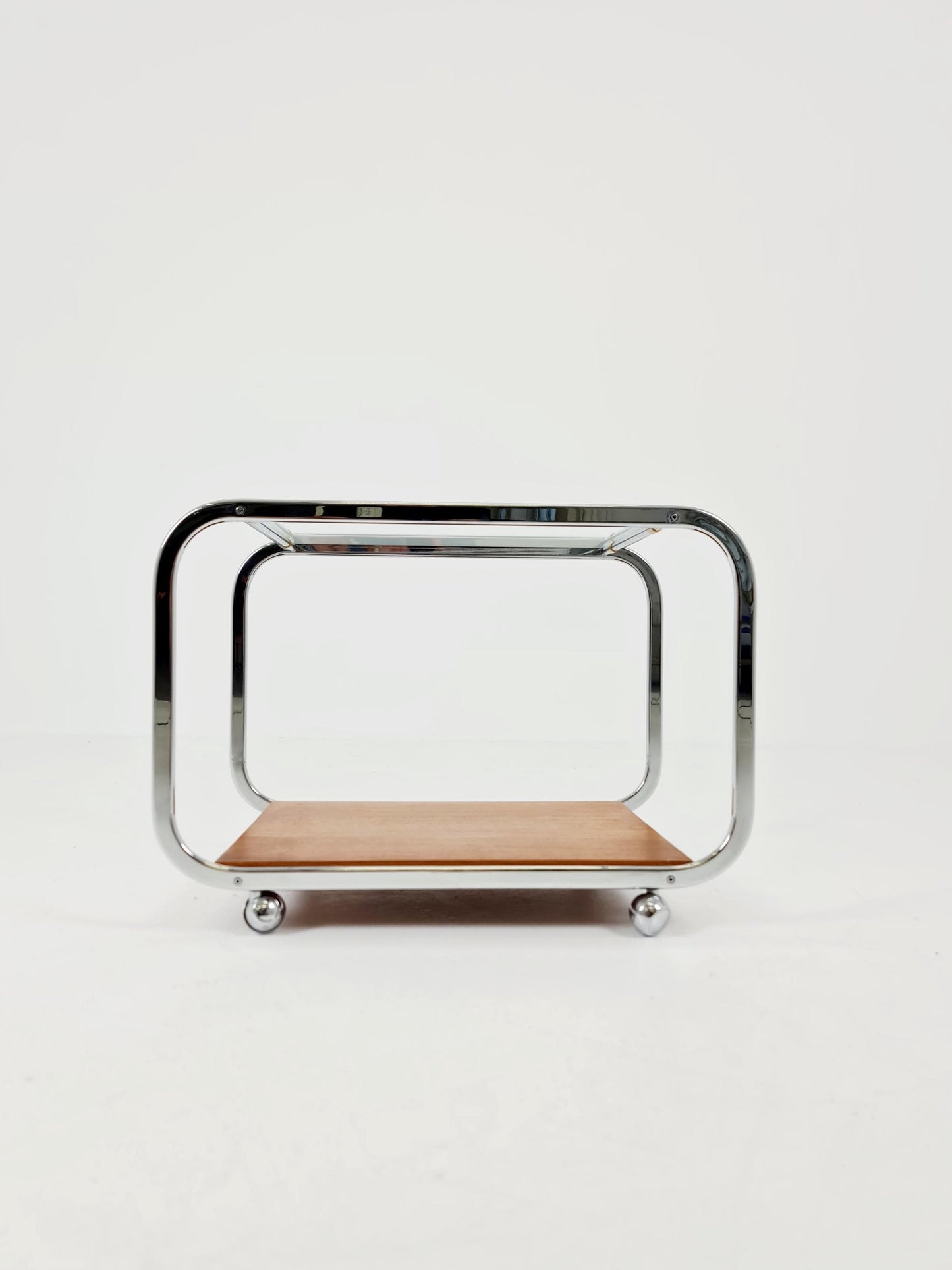 Vintage Danish mid century trolley bar cart in walnut & metal, 1960s