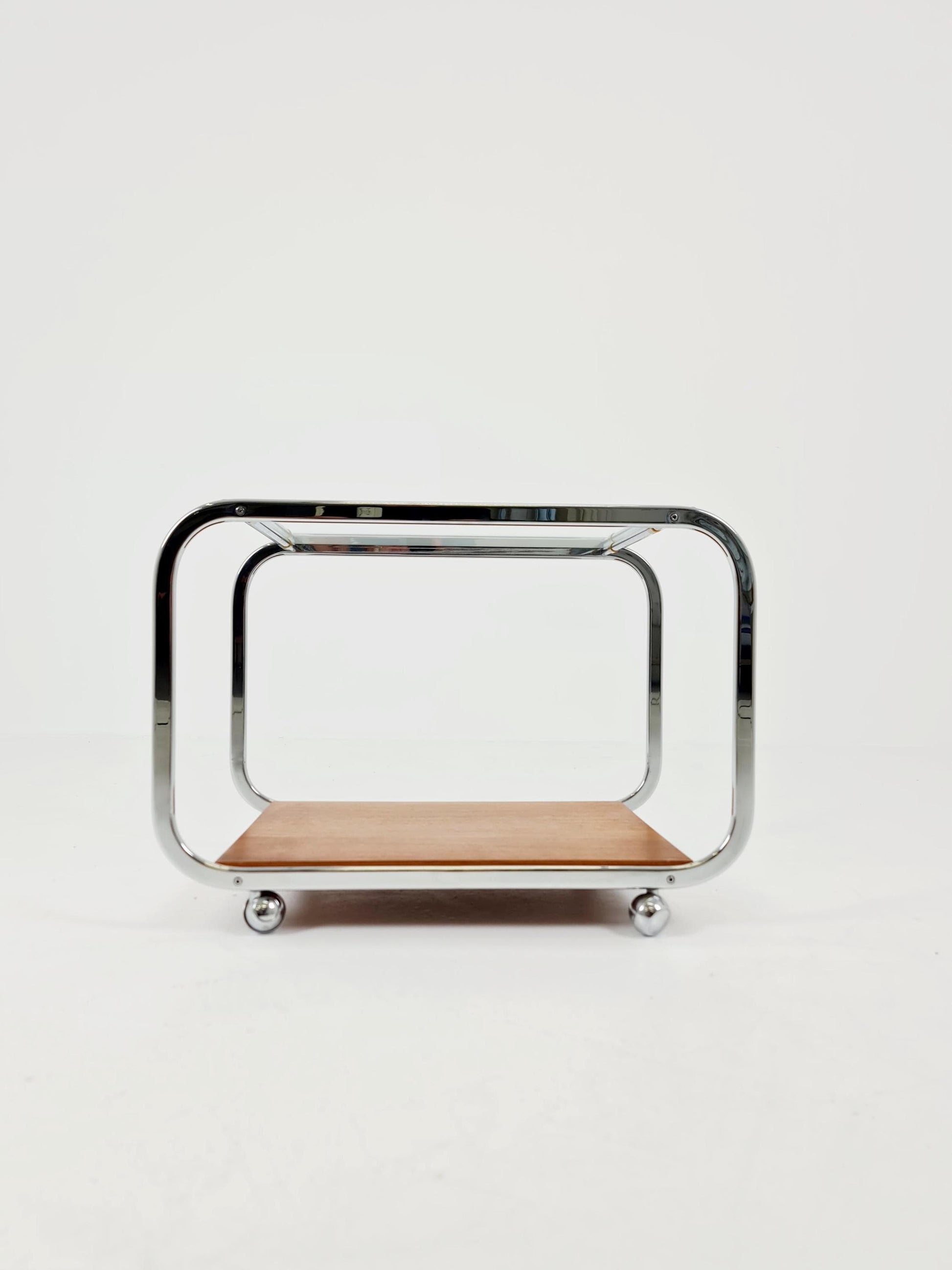 Vintage Danish mid century trolley bar cart in walnut & metal, 1960s