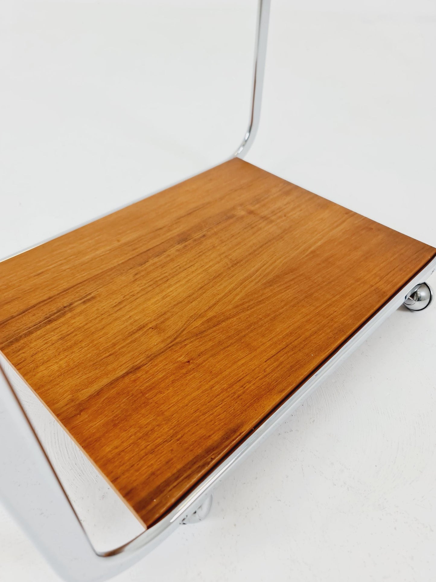 Vintage Danish mid century trolley bar cart in walnut & metal, 1960s
