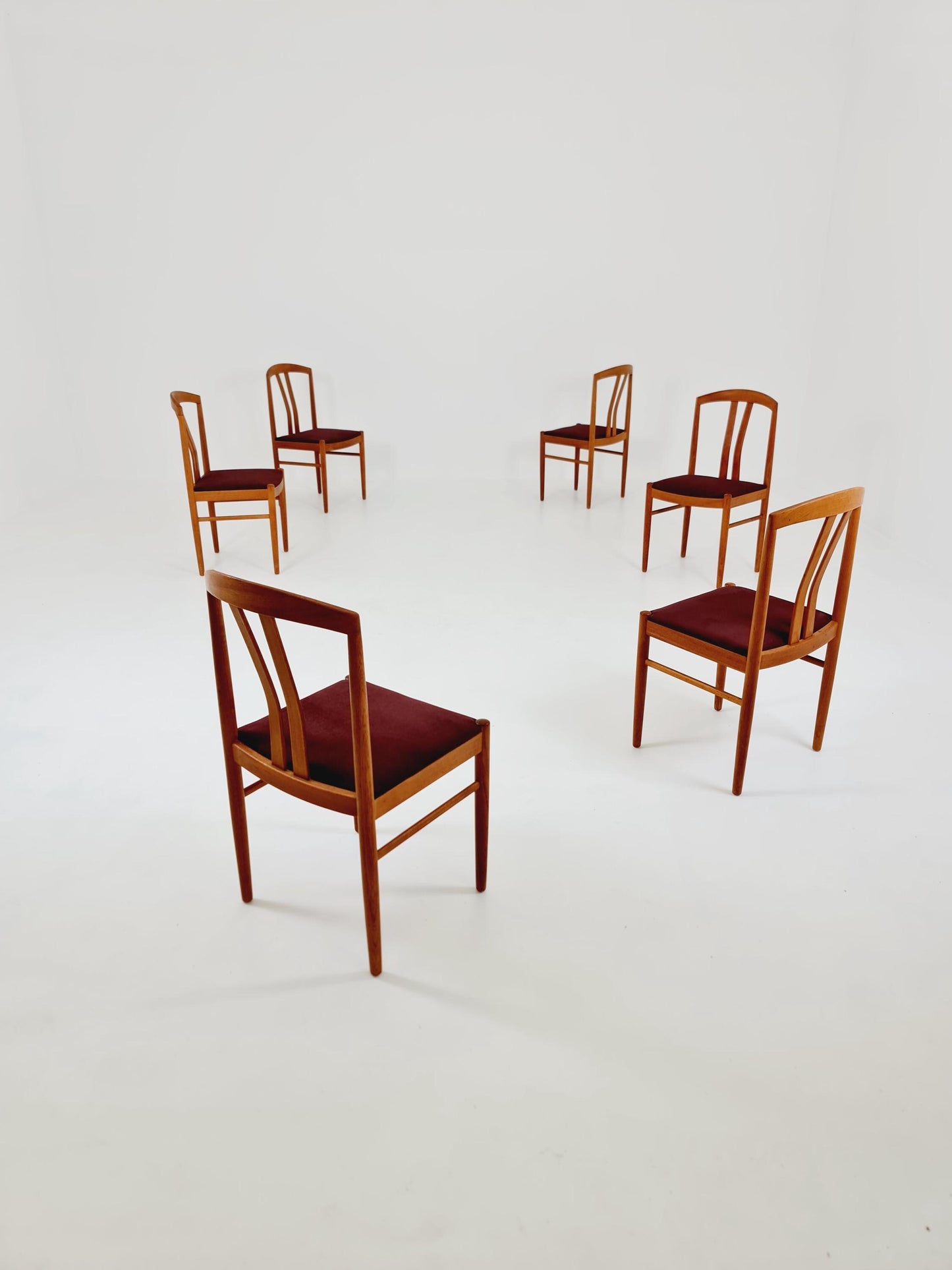 Mid Century Danish solid teak dining Chairs by henning sørensen, Set of 6 , 1960s