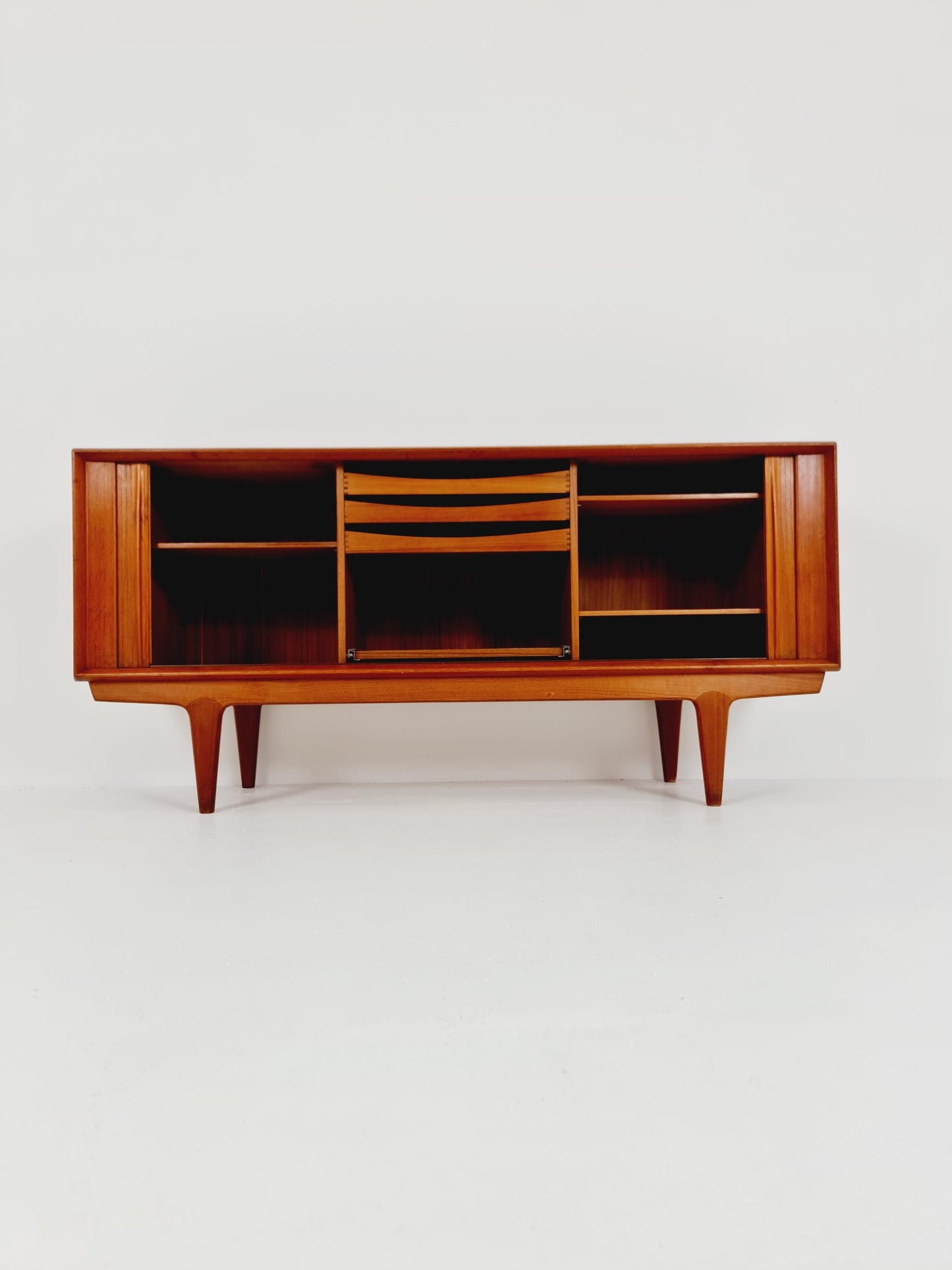 Rare Mid century Dansih Teak Sideboard With roll - up doors by Bernhard Pedersen & Son , 1960s