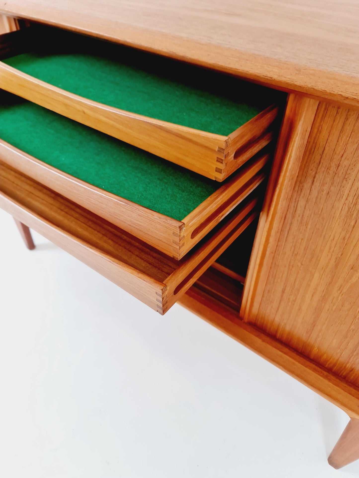Rare Mid century Dansih Teak Sideboard With roll - up doors by Bernhard Pedersen & Son , 1960s