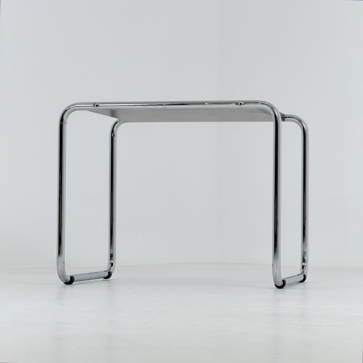 Mid century Bauhaus Marcel Breuer - Laccio Side coffee Table black Laminated Top with Tubular Chromed Base 1980s Itlay
