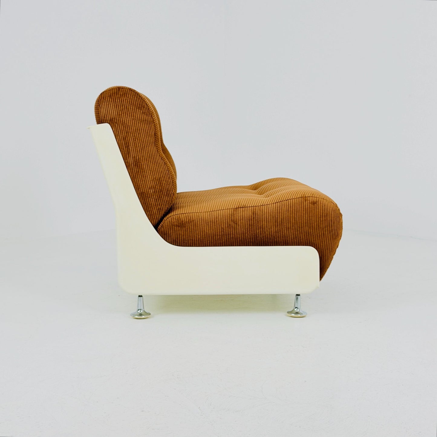 Mid century Space Age Lounge Chair, Cognac cord and Fiberglass Germany 1970s