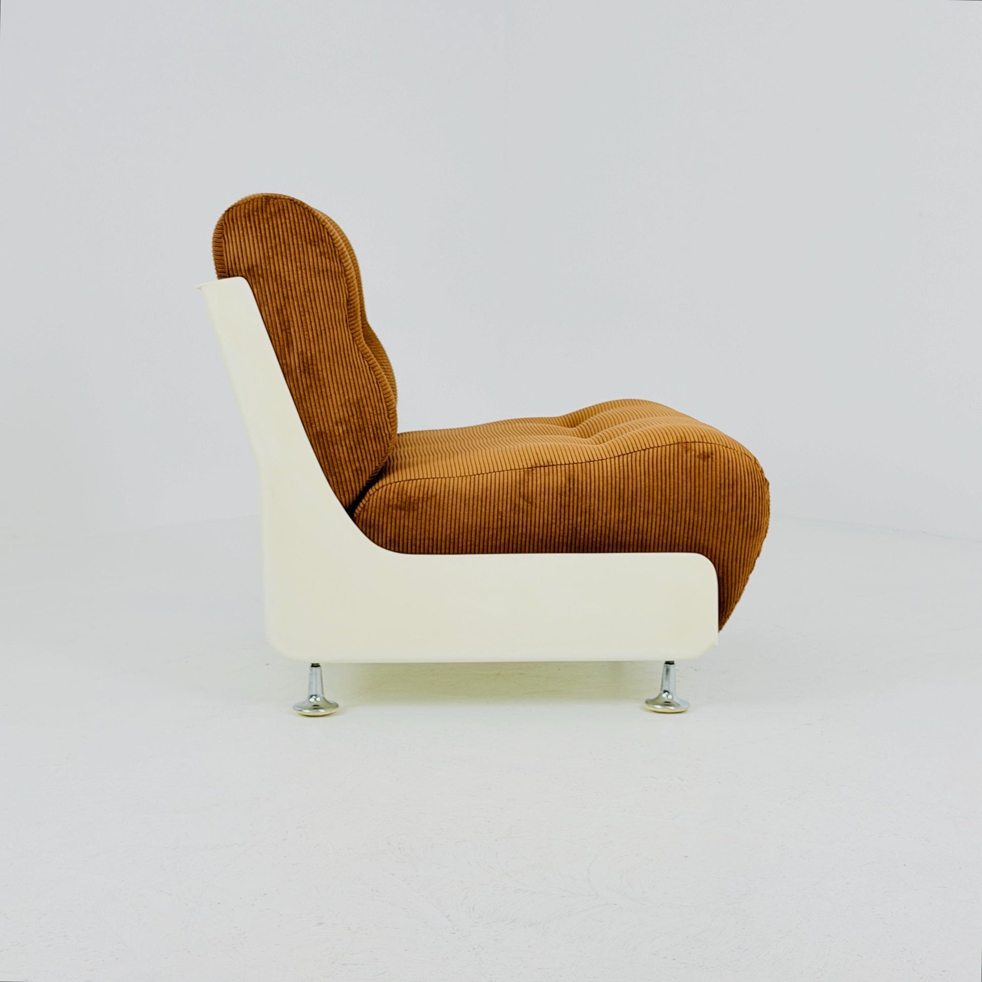 Mid century Space Age Lounge Chair, Cognac cord and Fiberglass Germany 1970s