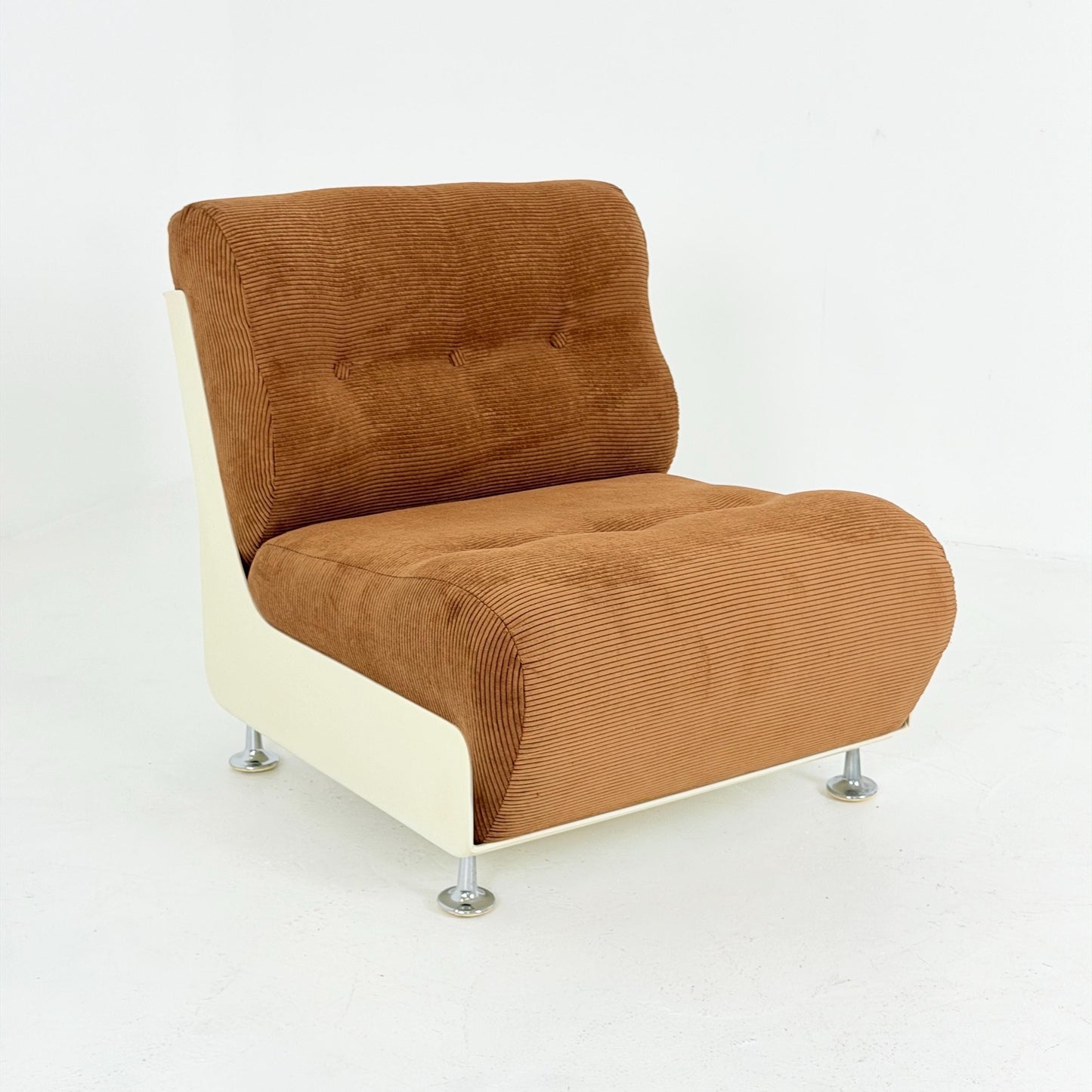 Mid century Space Age Lounge Chair, Cognac cord and Fiberglass Germany 1970s