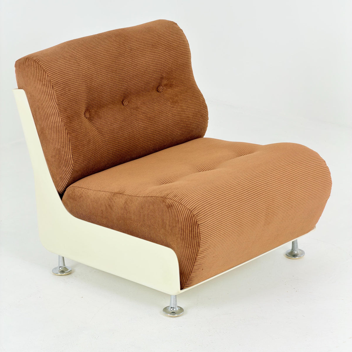Mid century Space Age Lounge Chair, Cognac cord and Fiberglass Germany 1970s