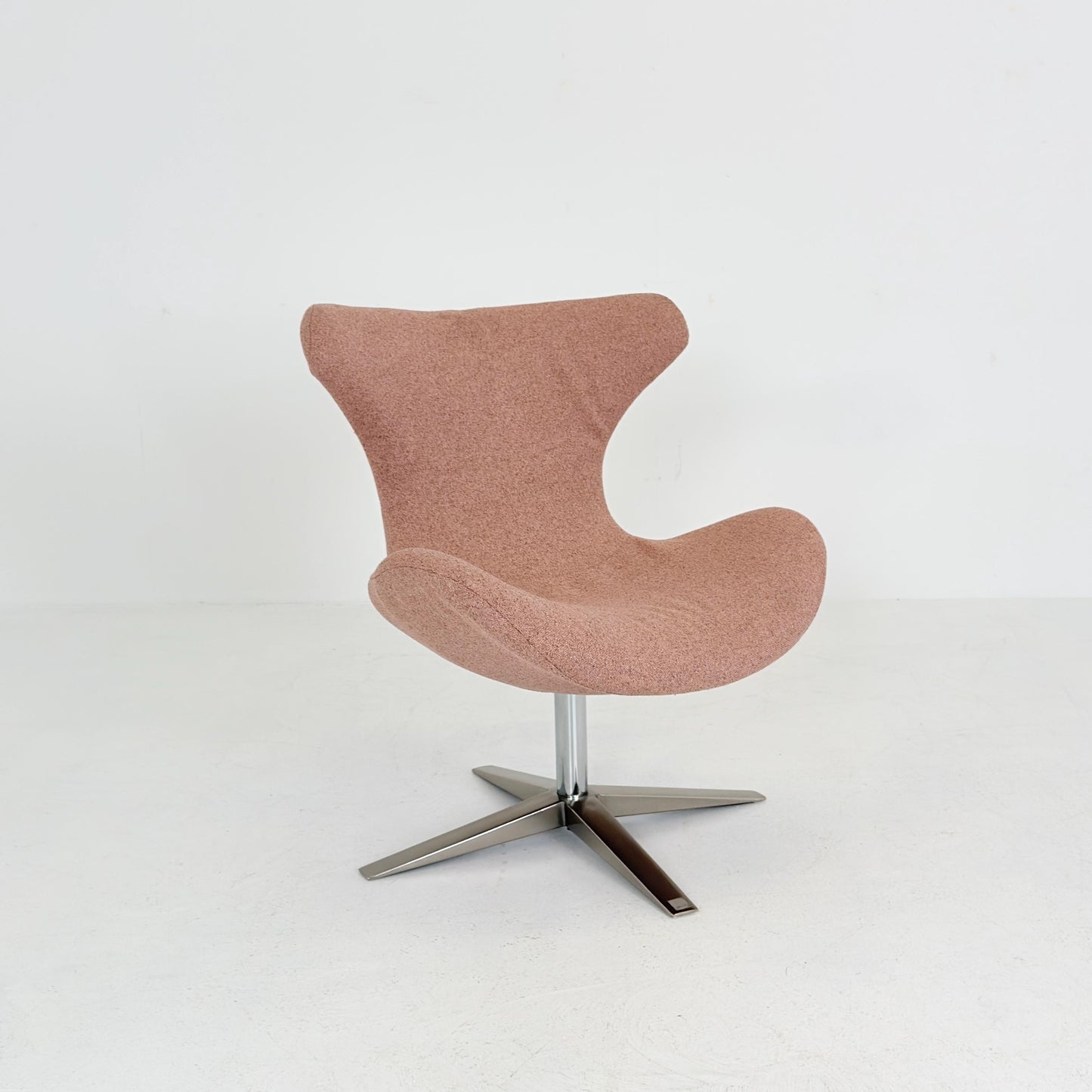 Miotto Colli Lounge Chair Sweden 2000s | Pink Retro Fabric | Chrome Swivel Armchair | Mid Century Modern Leisure Chair