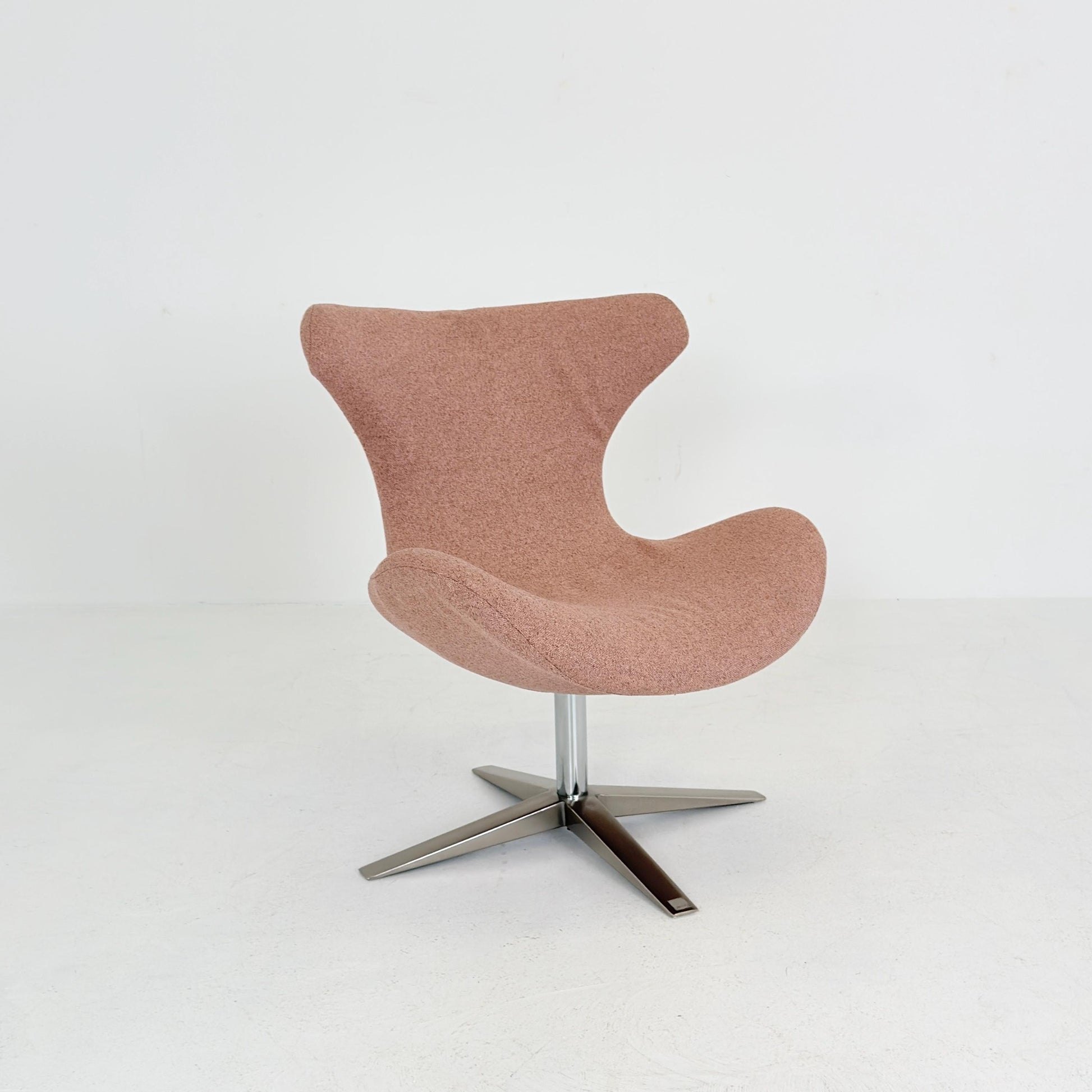 Miotto Colli Lounge Chair Sweden 2000s | Pink Retro Fabric | Chrome Swivel Armchair | Mid Century Modern Leisure Chair