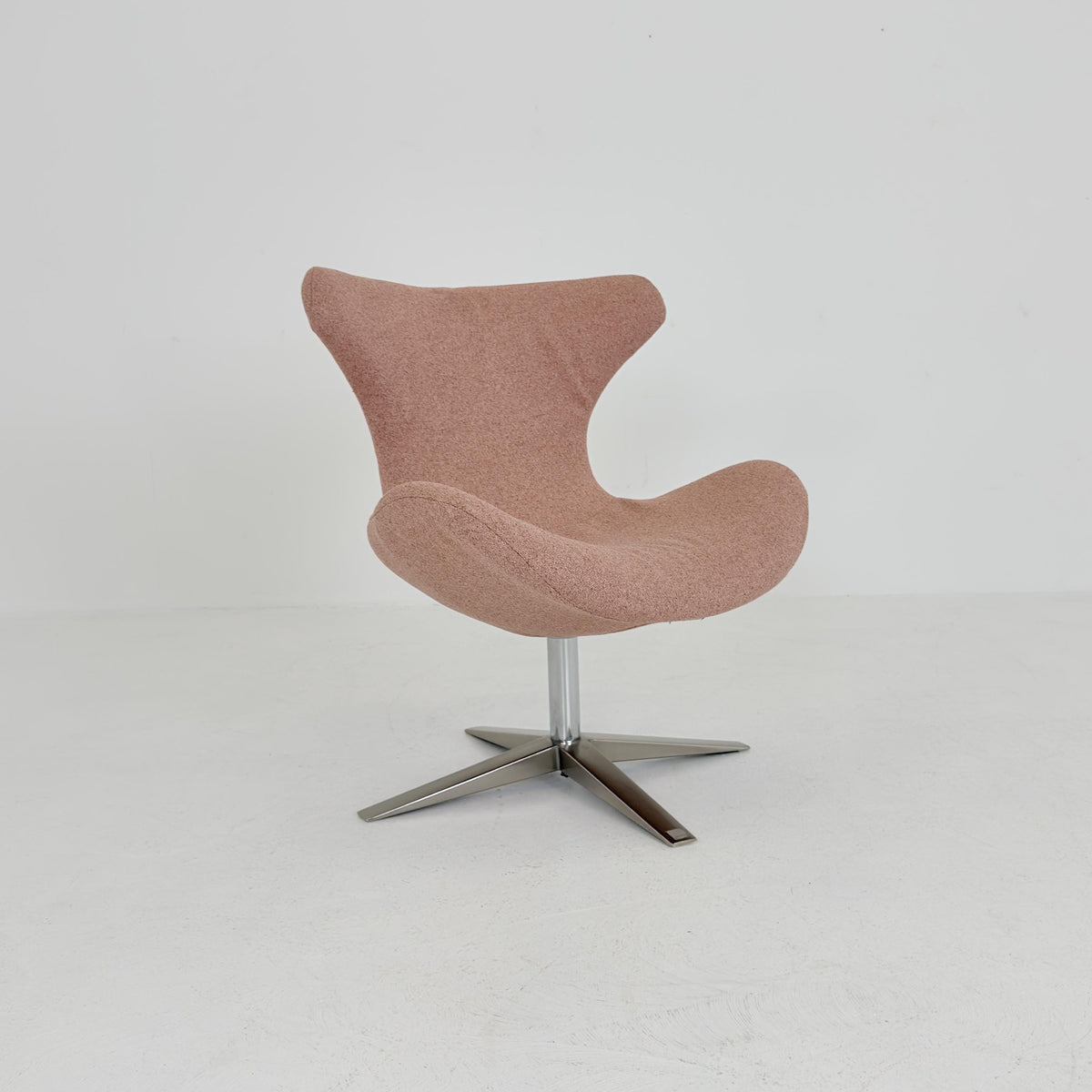 Miotto Colli Lounge Chair Sweden 2000s | Pink Retro Fabric | Chrome Swivel Armchair | Mid Century Modern Leisure Chair