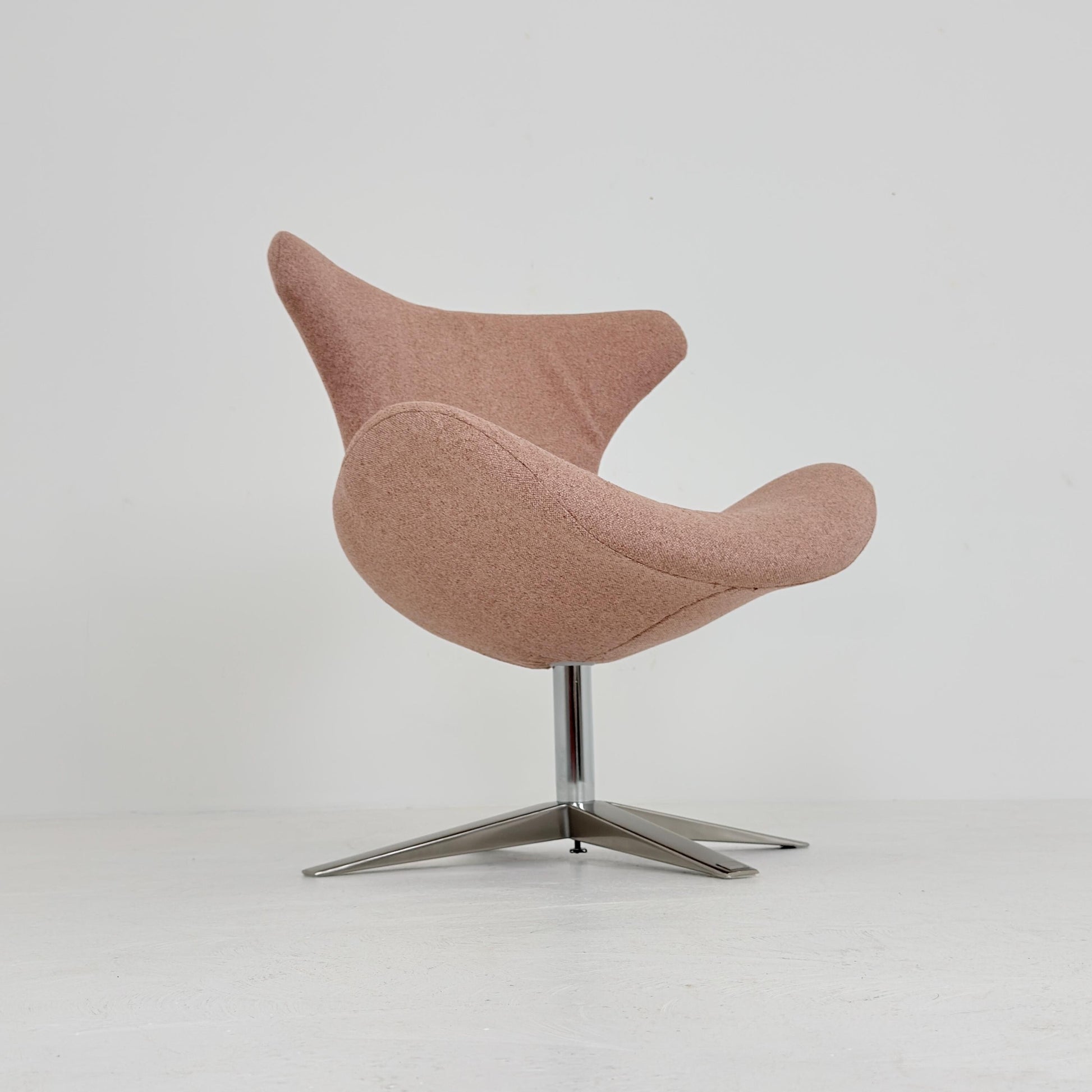 Miotto Colli Lounge Chair Sweden 2000s | Pink Retro Fabric | Chrome Swivel Armchair | Mid Century Modern Leisure Chair