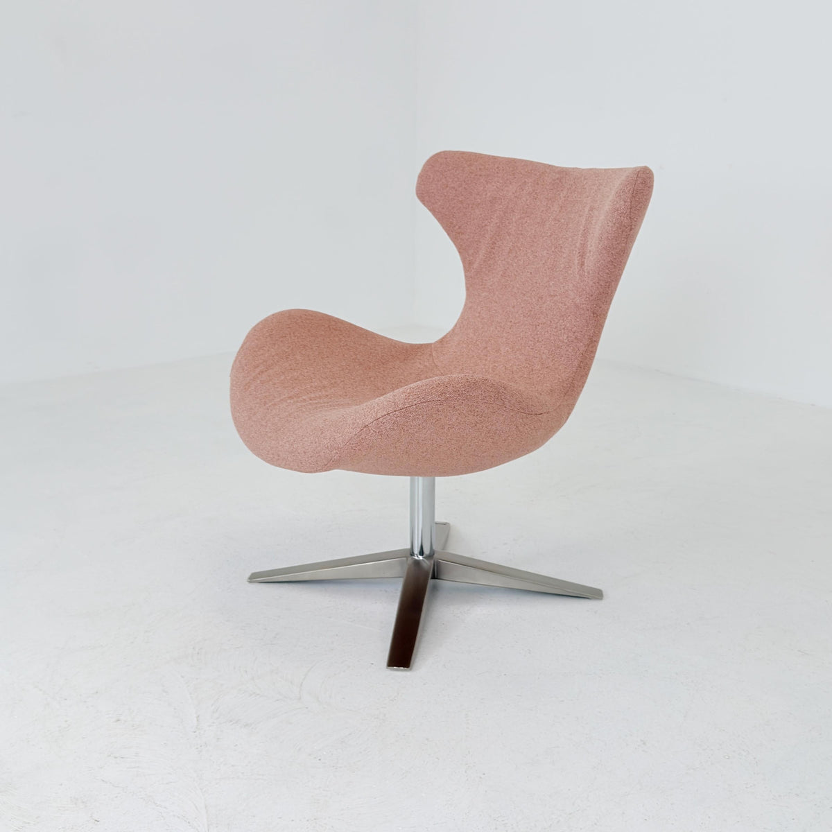 Miotto Colli Lounge Chair Sweden 2000s | Pink Retro Fabric | Chrome Swivel Armchair | Mid Century Modern Leisure Chair
