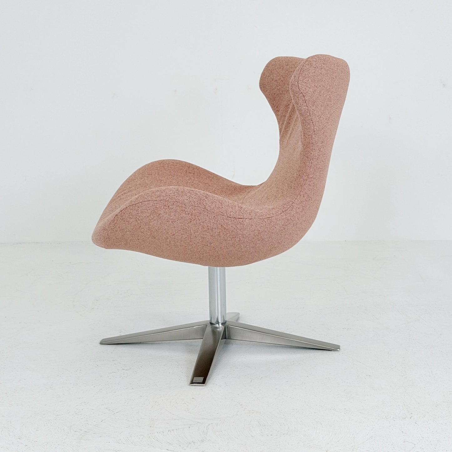 Miotto Colli Lounge Chair Sweden 2000s | Pink Retro Fabric | Chrome Swivel Armchair | Mid Century Modern Leisure Chair