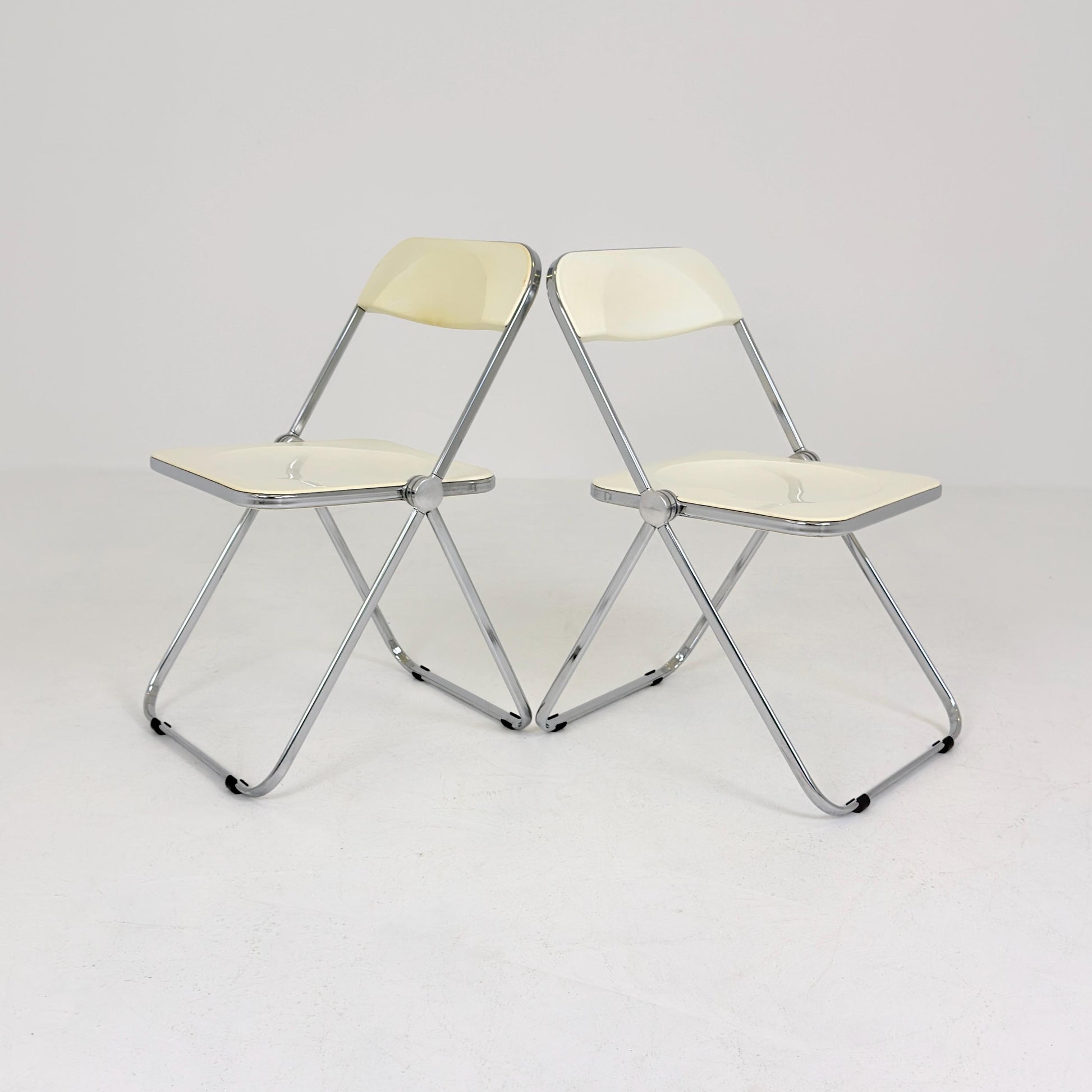 Set of 2 vintage Italian Plia Folding Chairs by Giancarlo Piretti for Castelli, 1970s