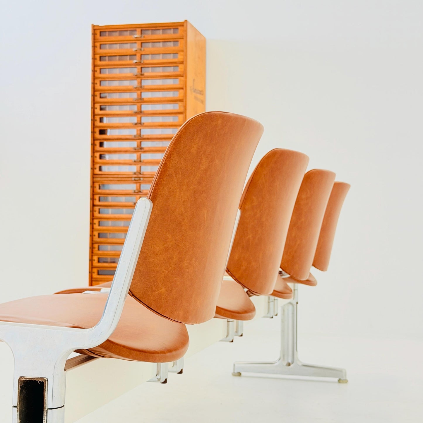 Rare Mid century Giancarlo Piretti Axis 3000 5-Seater Bench for Anonima Castelli, Italy, 1970s