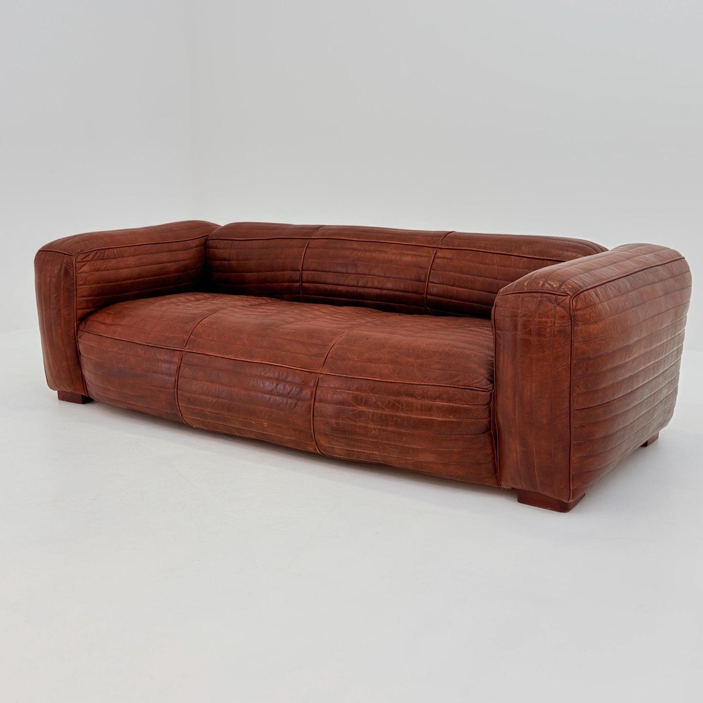 Mid century Italian Belgrave Luxury Distressed brown 3-Seater Leather Sofa – 1980s Italy