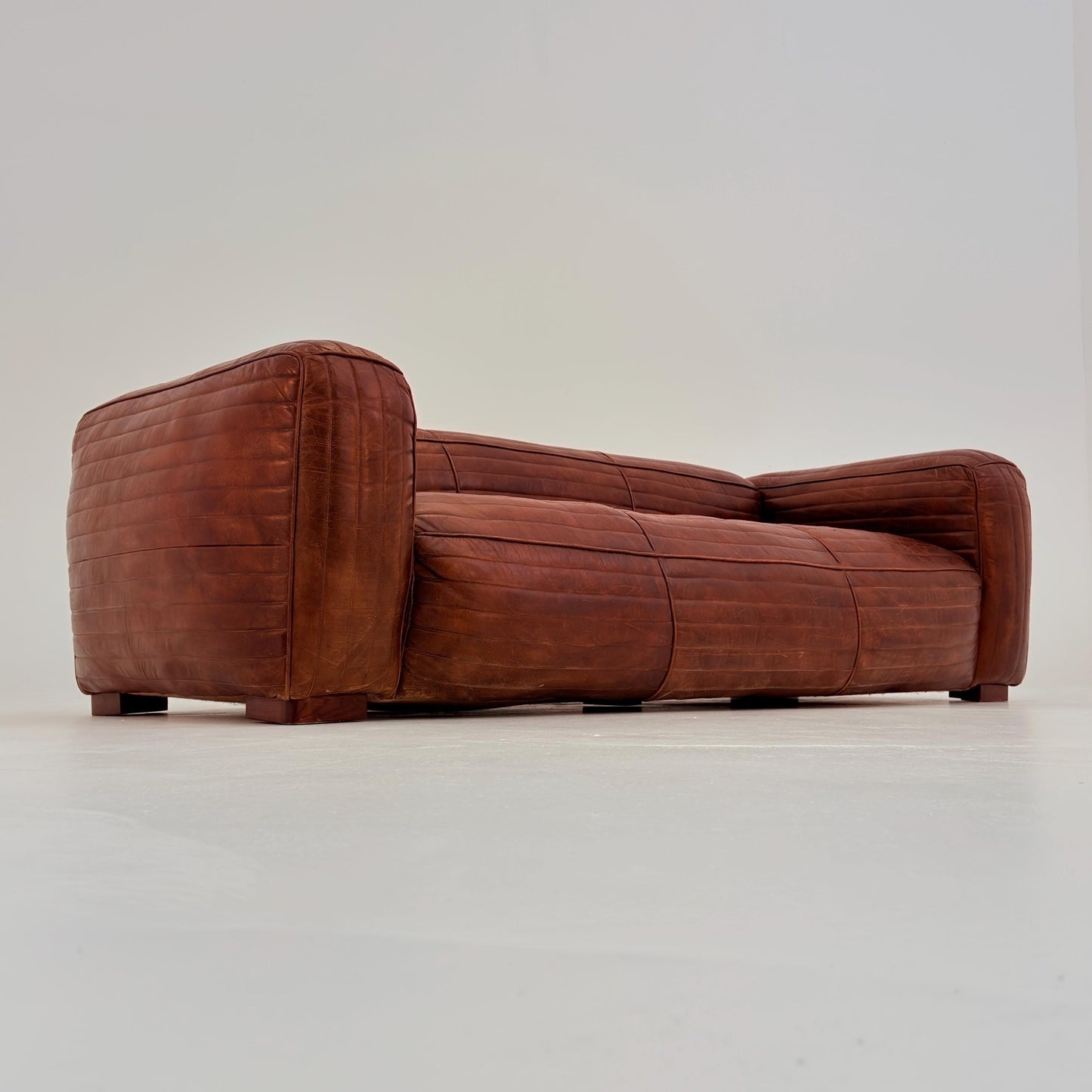 Mid century Italian Belgrave Luxury Distressed brown 3-Seater Leather Sofa – 1980s Italy