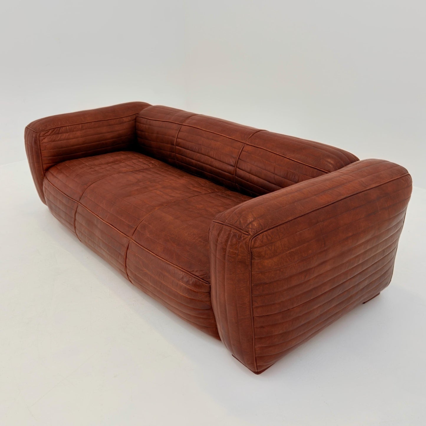 Mid century Italian Belgrave Luxury Distressed brown 3-Seater Leather Sofa – 1980s Italy