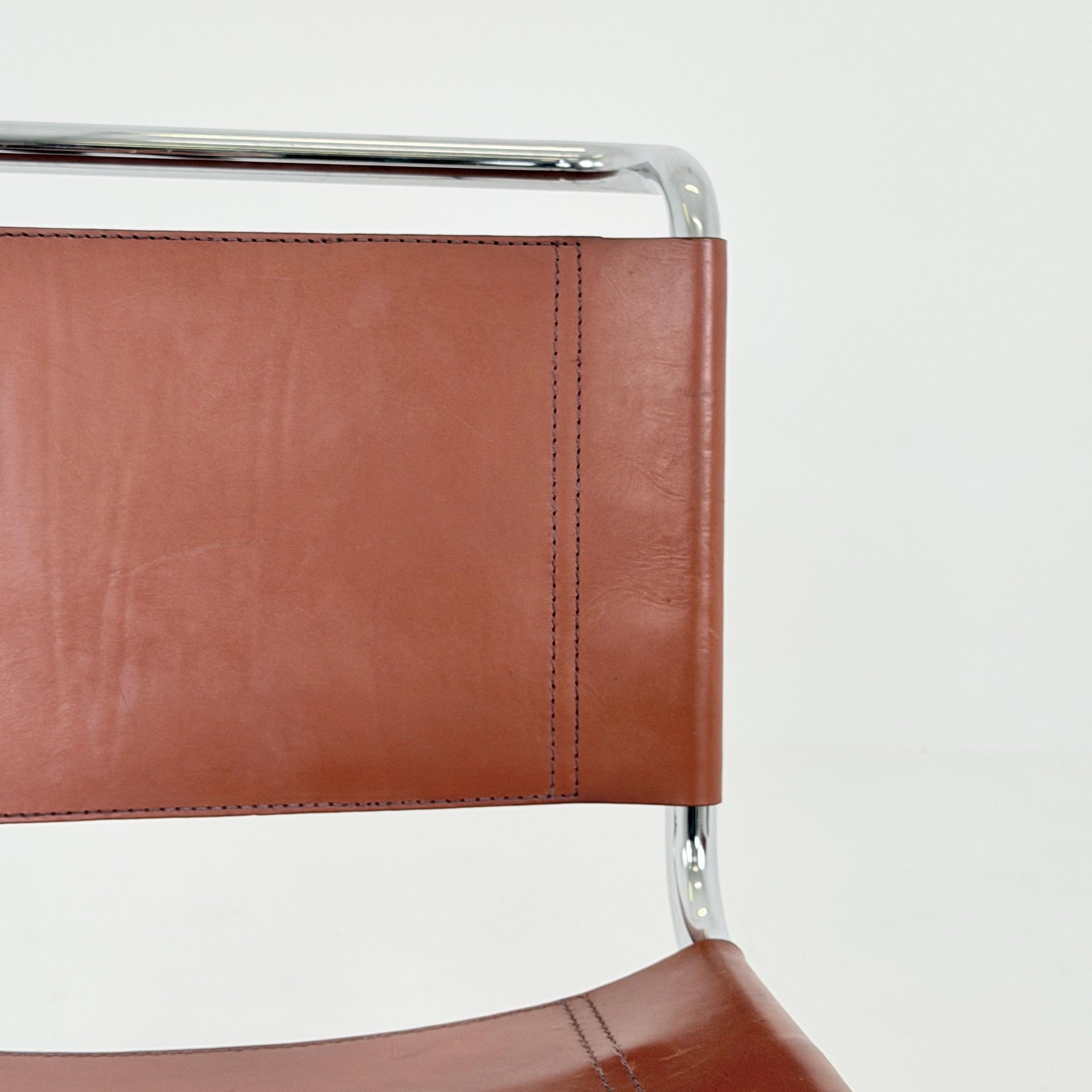 Set of 2 Vintage S33 Cantilever Chairs by Mart Stam – Italian 1980s Bauhaus Leather Chairs