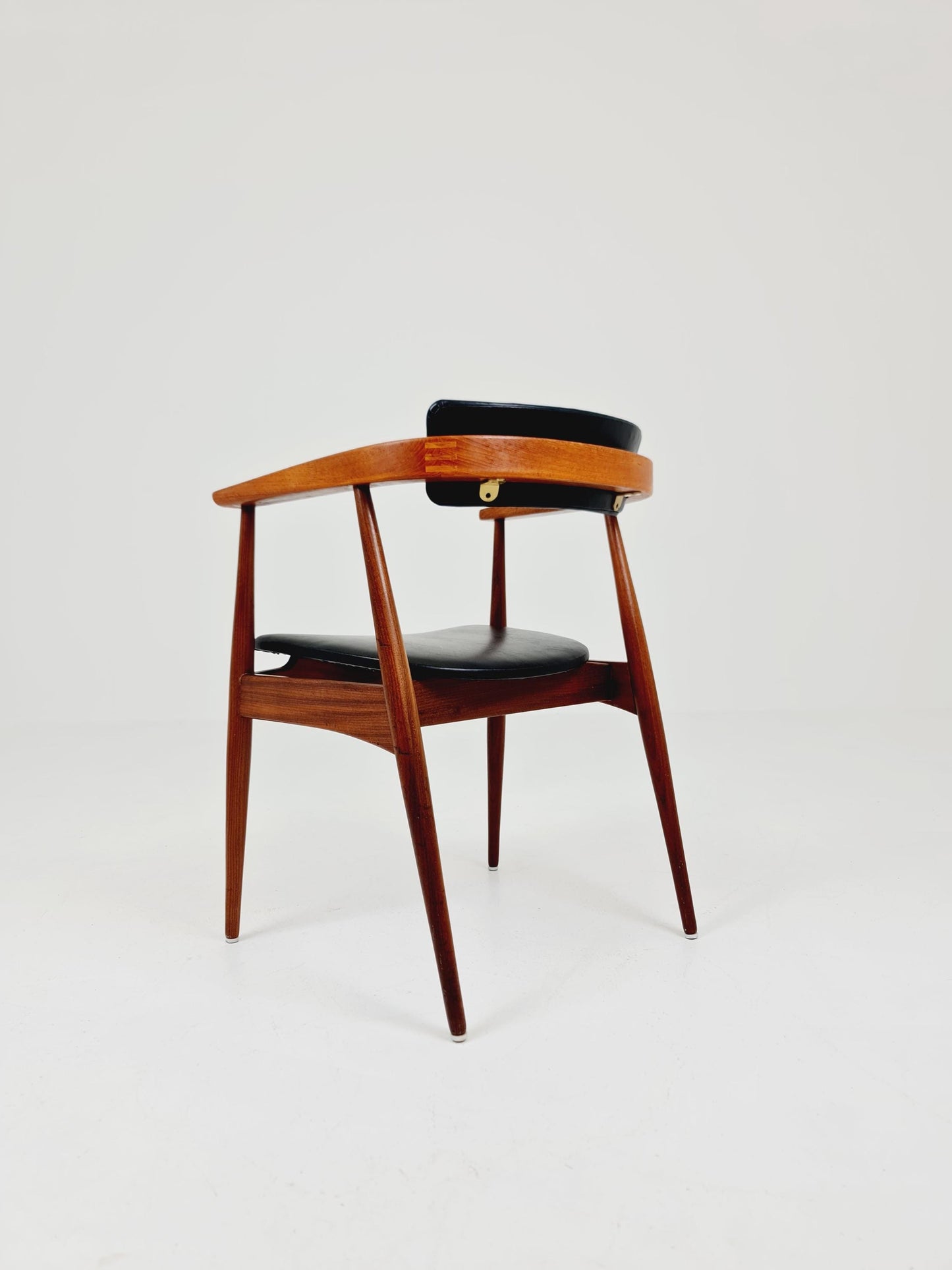 Mid Century German Teak & leather chair by Lübke , 1960s