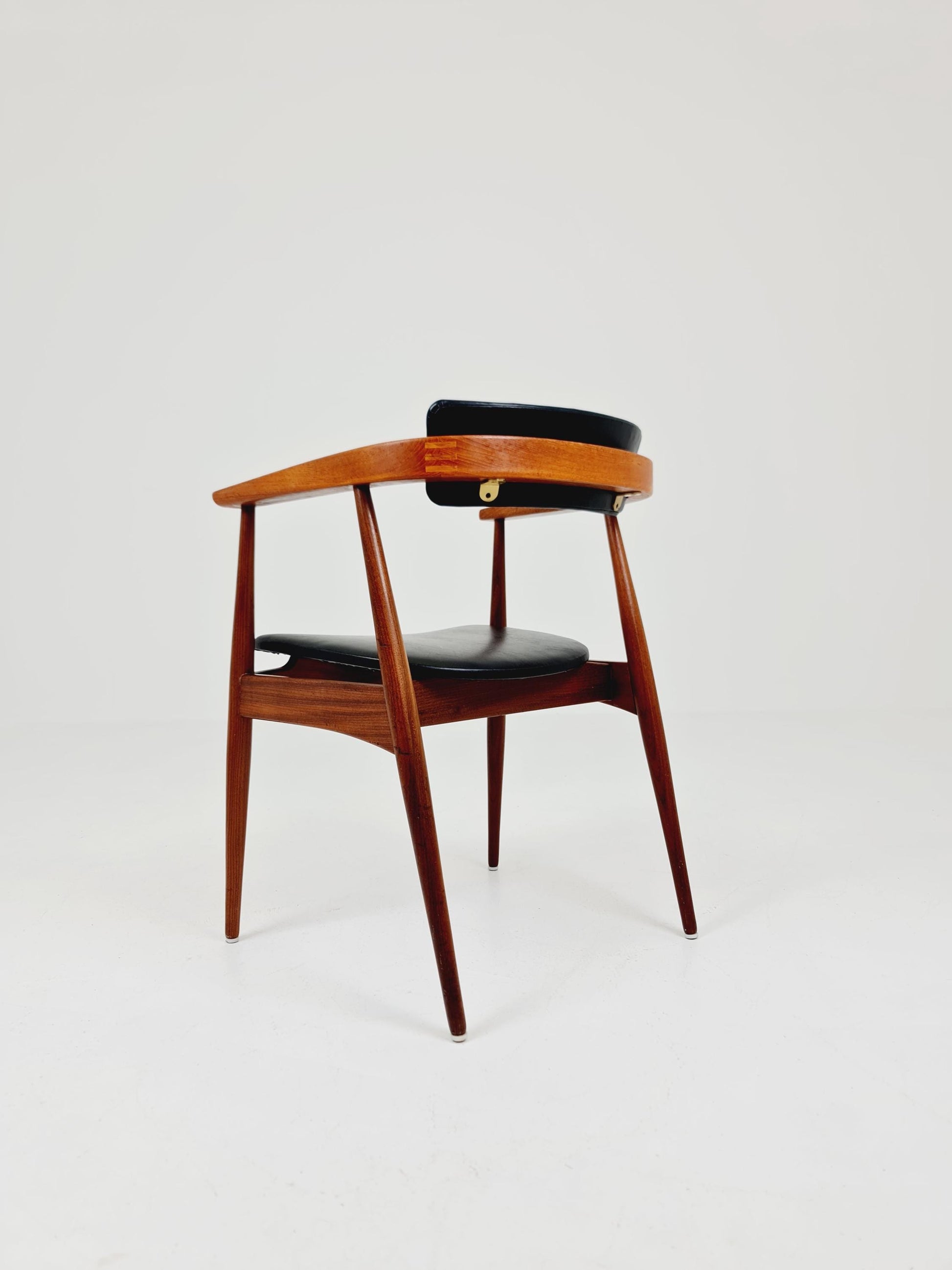 Mid Century German Teak & leather chair by Lübke , 1960s