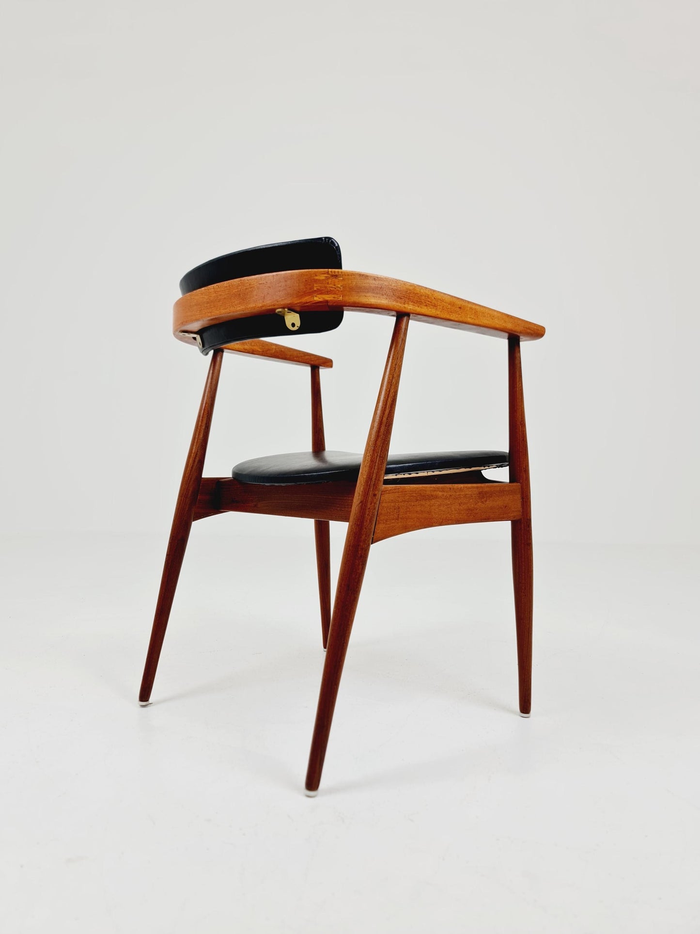Mid Century German Teak & leather chair by Lübke , 1960s