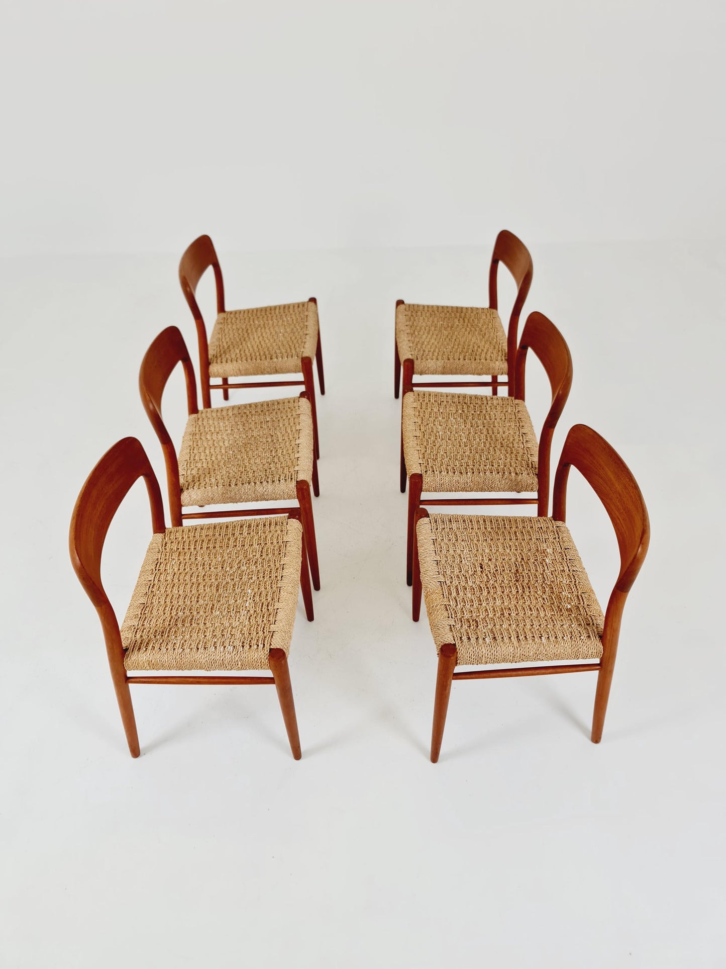 MidCentury Danish teak Dining Chairs Niels O.Moller, 1960s Modell 75 ,Set of 6