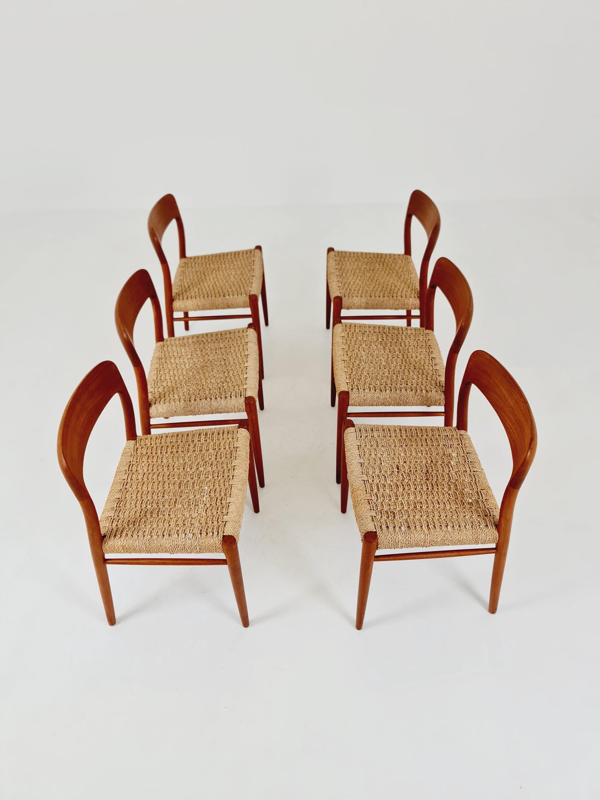 MidCentury Danish teak Dining Chairs Niels O.Moller, 1960s Modell 75 ,Set of 6