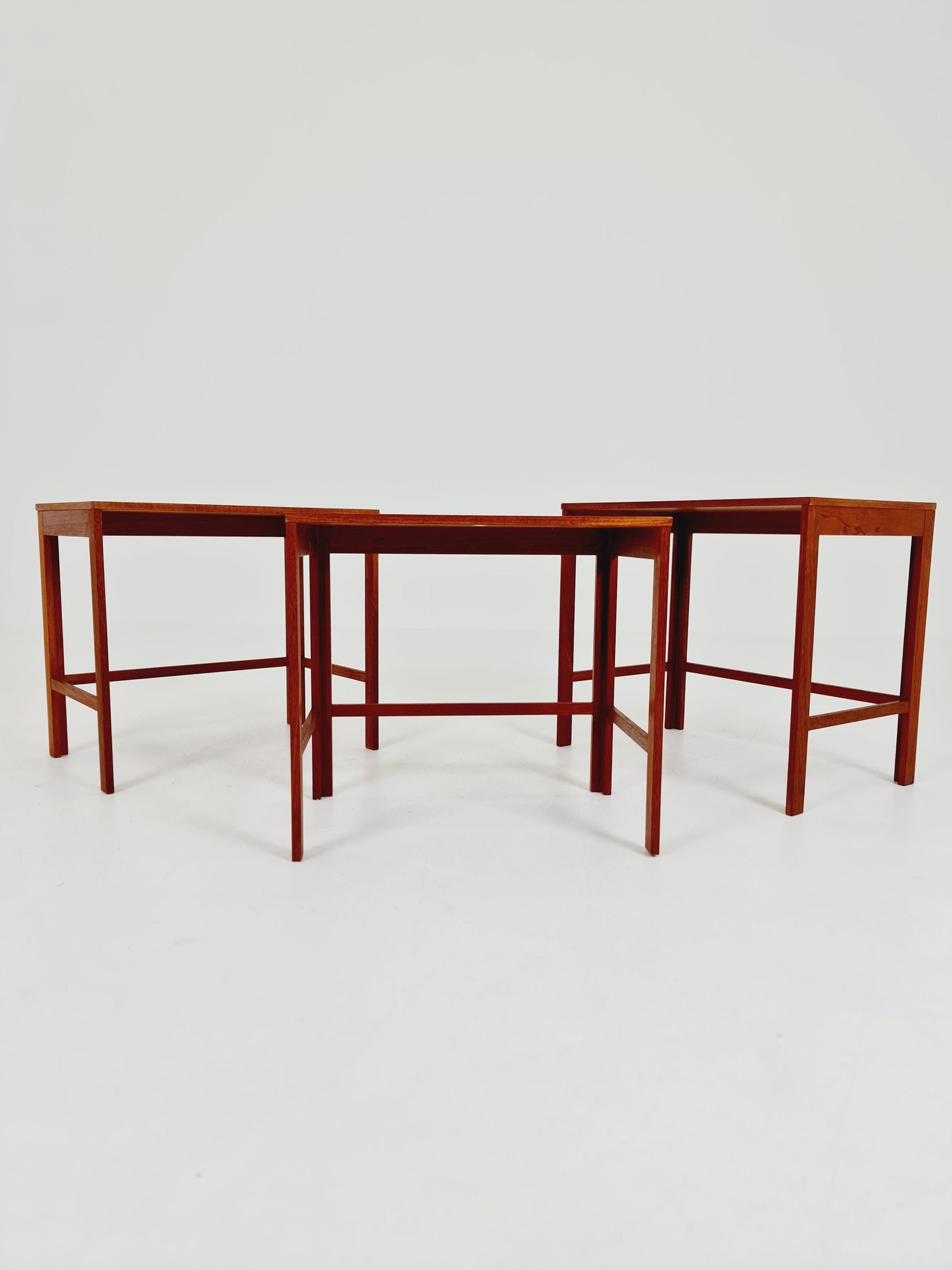 Midcentury Danish teak Nesting Tables by Peter Hvidt & Orla Mölgaard for Cado , 3 Set 1960s
