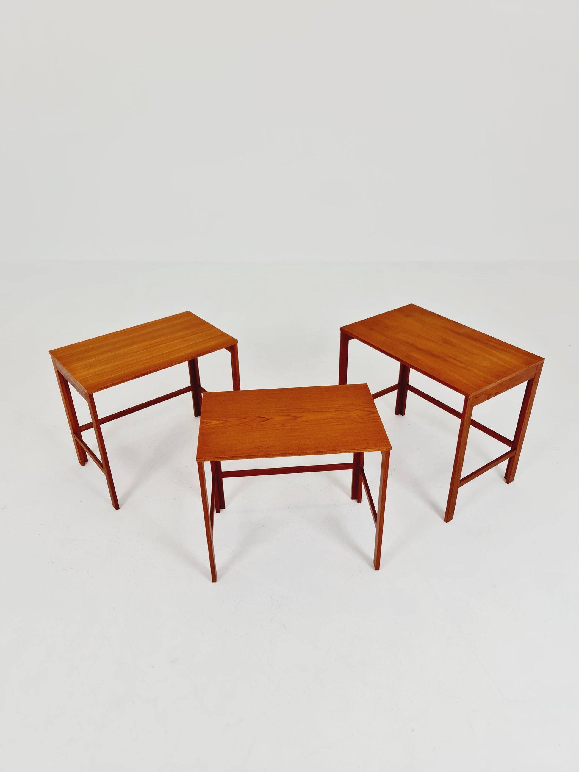 Midcentury Danish teak Nesting Tables by Peter Hvidt & Orla Mölgaard for Cado , 3 Set 1960s