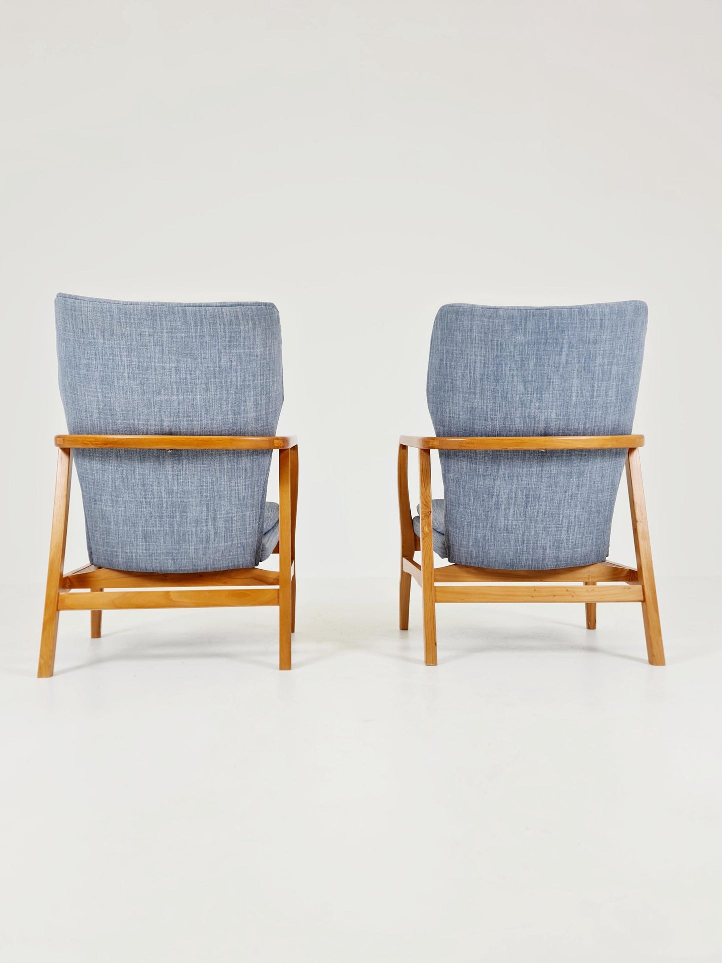 Mid century Ash wood easy lounge chairs , Set of 2, 1960s