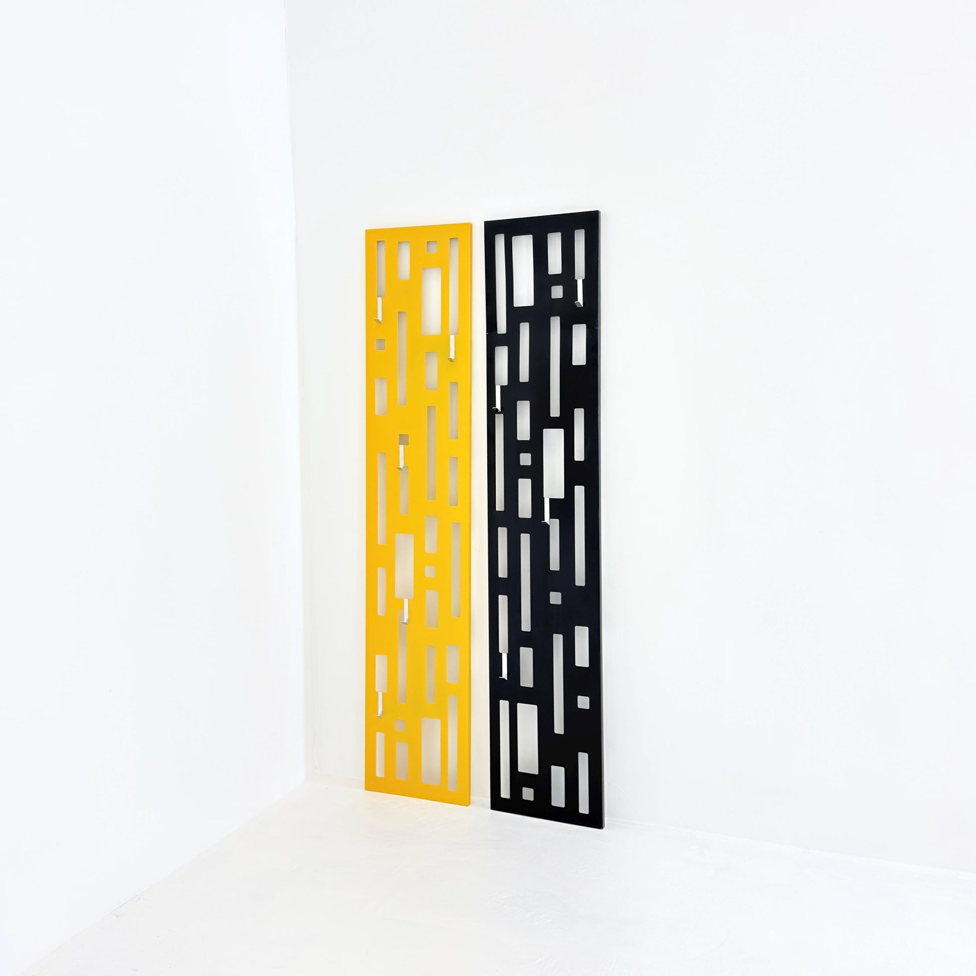 Set of 2 Pop Art Space Age Metal Wall Panels Wardrobe Hooks 1980s Germany