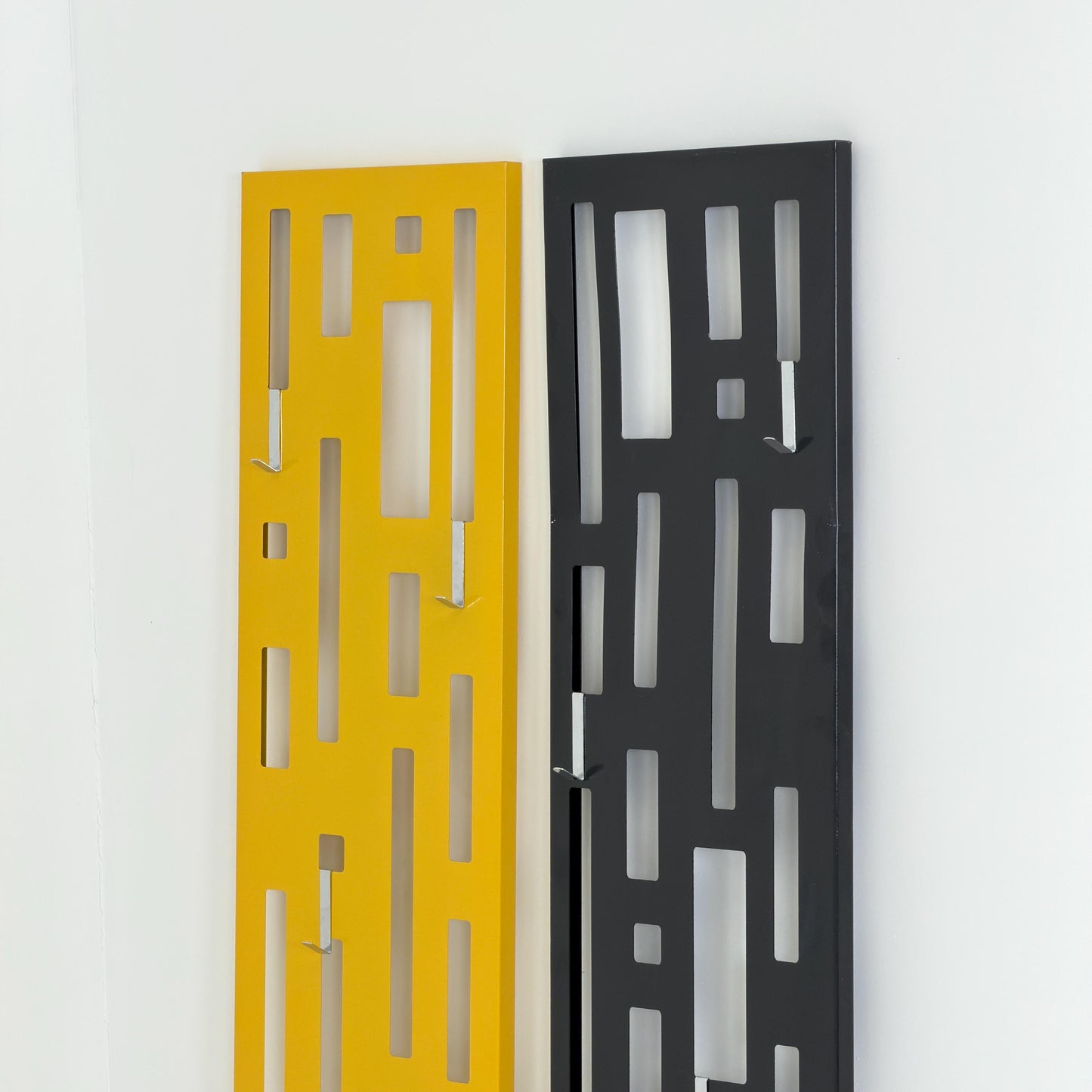 Set of 2 Pop Art Space Age Metal Wall Panels Wardrobe Hooks 1980s Germany