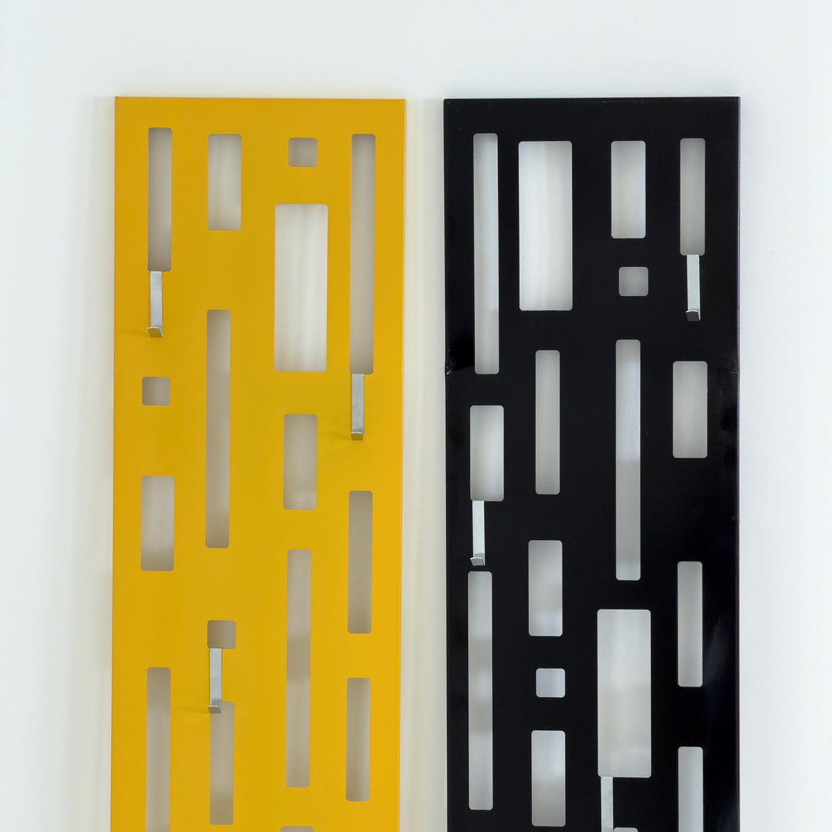 Set of 2 Pop Art Space Age Metal Wall Panels Wardrobe Hooks 1980s Germany