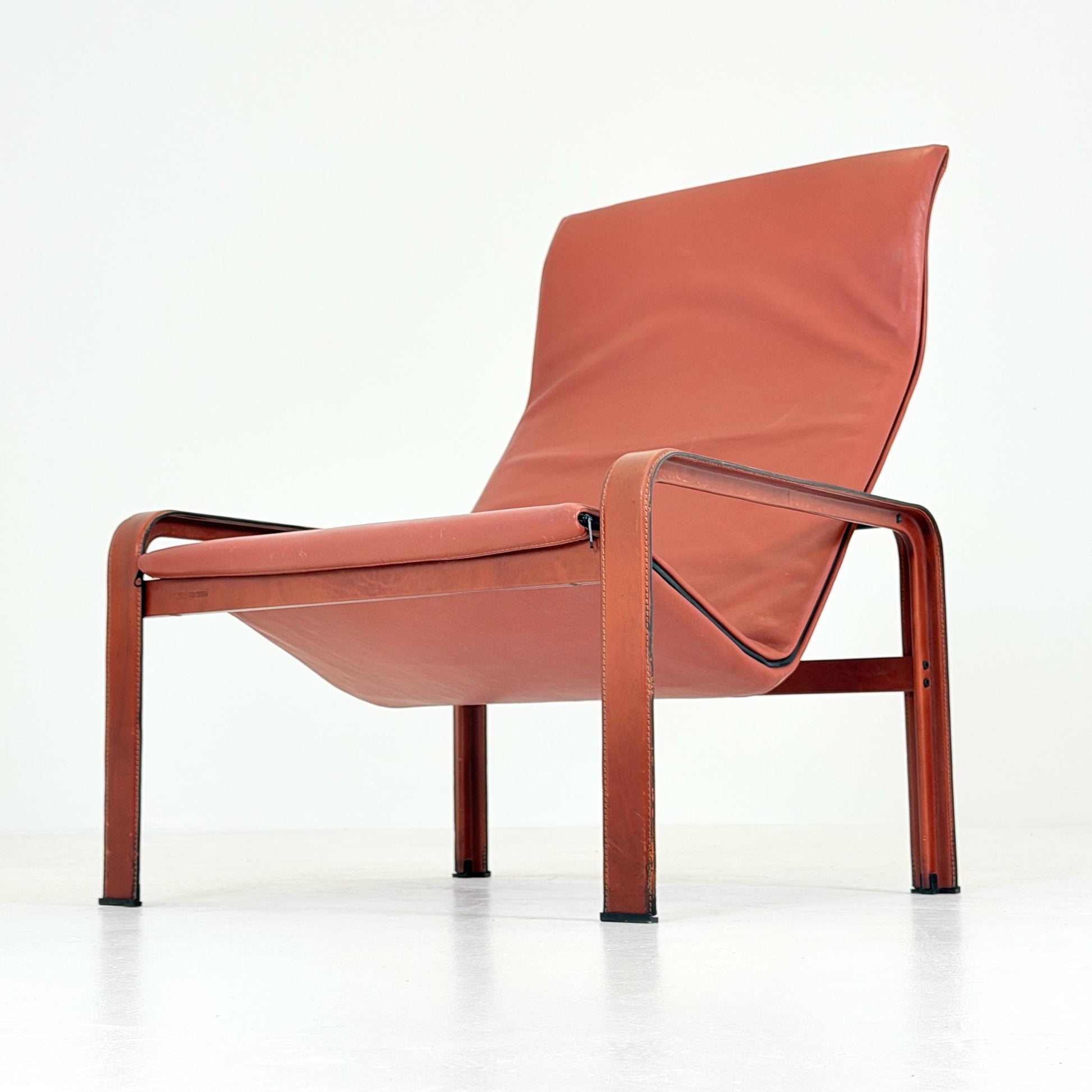 Mid century Golfo dei Poeti Lounge Chair –by Jacques Toussaint & Patrizia Angeloni, Cognac Leather Armchair for Matteo Grassi 1970s Sweden