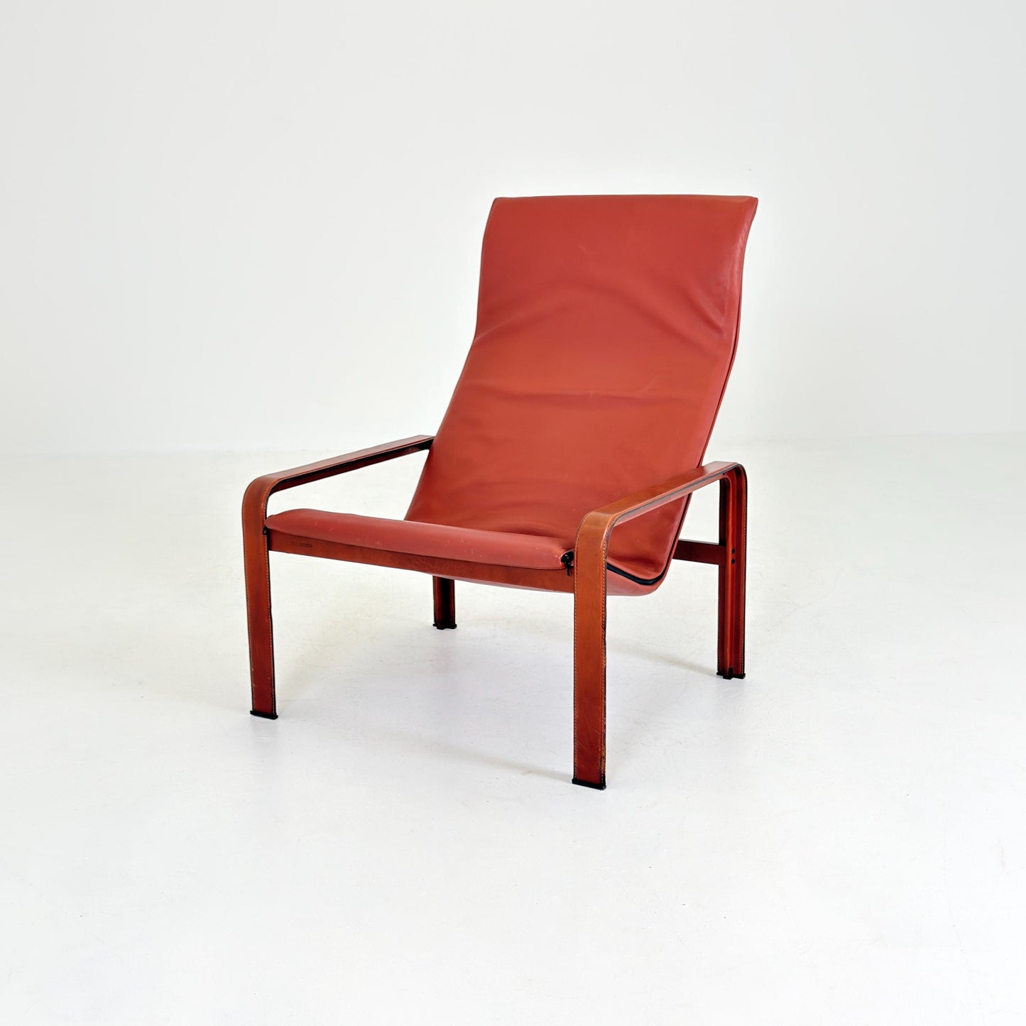 Mid century Golfo dei Poeti Lounge Chair –by Jacques Toussaint & Patrizia Angeloni, Cognac Leather Armchair for Matteo Grassi 1970s Sweden