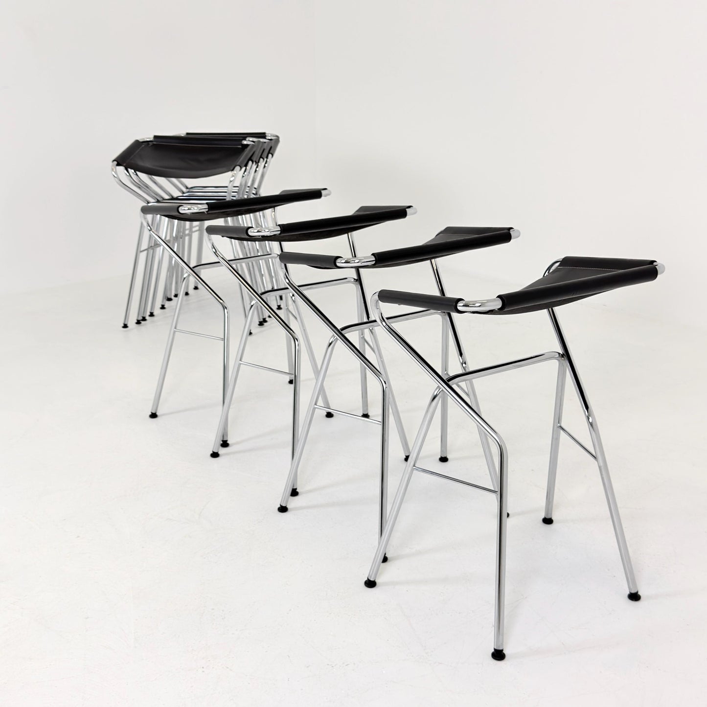 Set of 10 Lammhults Rider Bar Stools by Anna von Schewen and Björn Dahlström Swedish Design Black 2000s