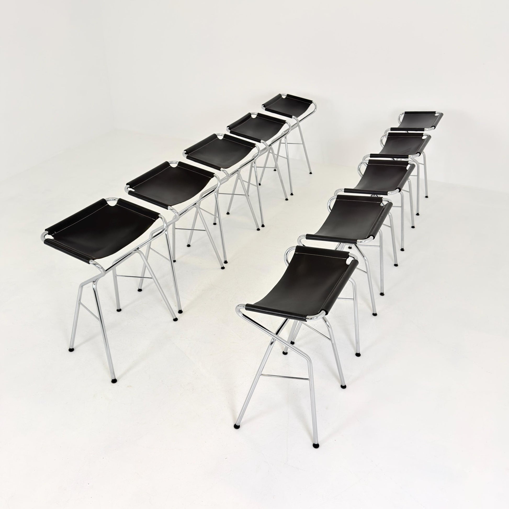 Set of 10 Lammhults Rider Bar Stools by Anna von Schewen and Björn Dahlström Swedish Design Black 2000s