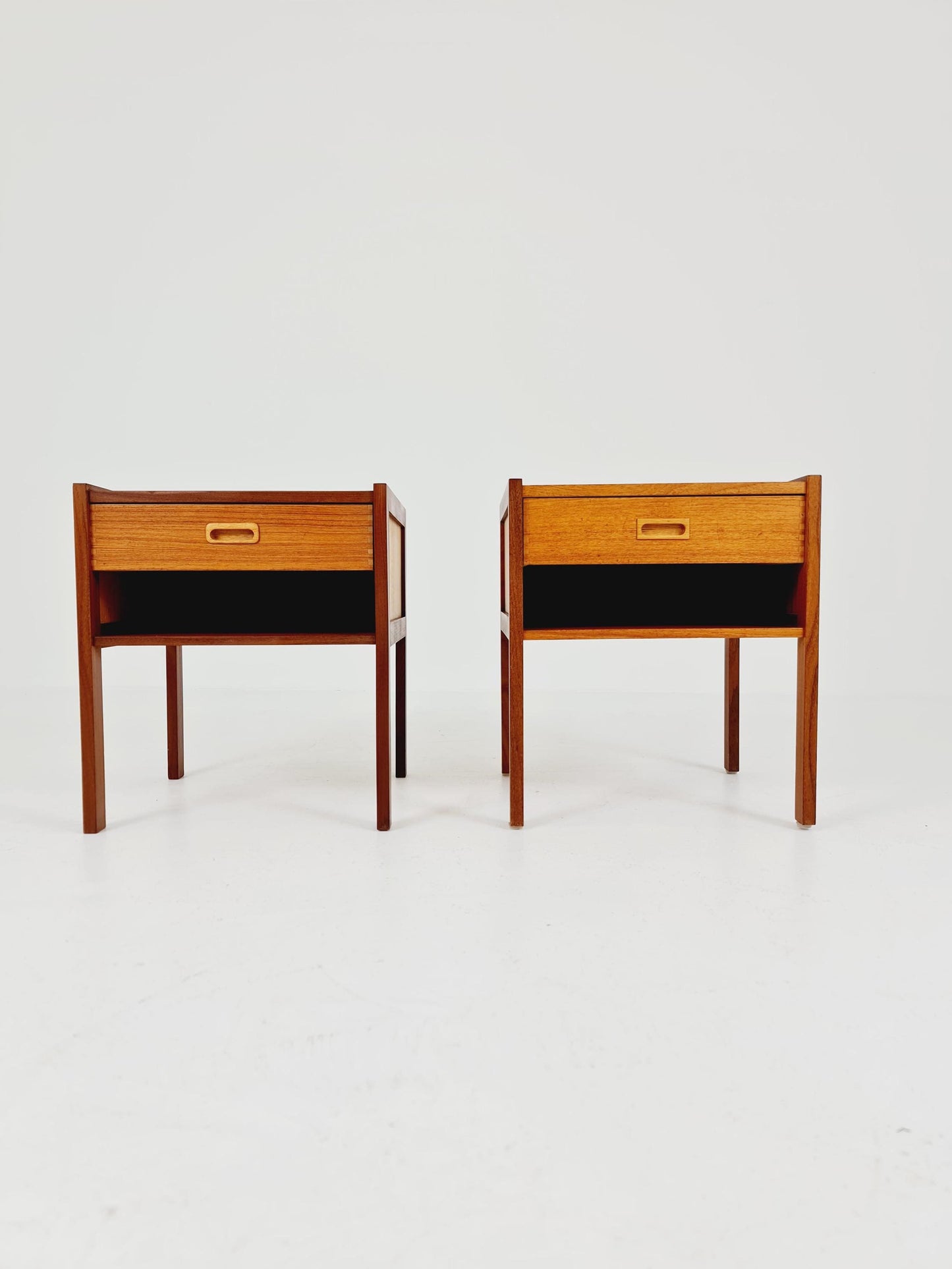 Mid century Danish teak & beech bedside tables/ nightstands by Arne Whal Iversen, set of 2