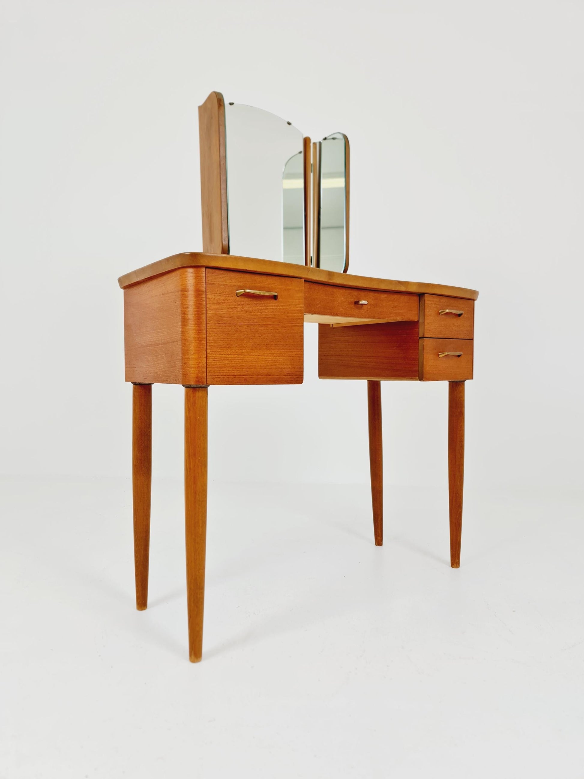 Mid Century Modern teak vanity table/ make up table with stool by Fröseke for AB nybrofabriken, 1960s